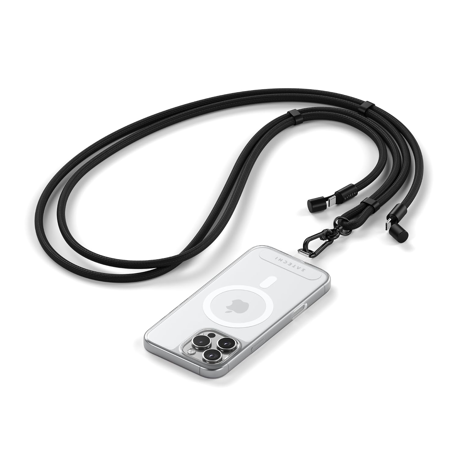 Detalle de Satechi OntheGo USB-C Lanyard Cable (60W fast charging, 480Mbps data) with crossbody strap – Black