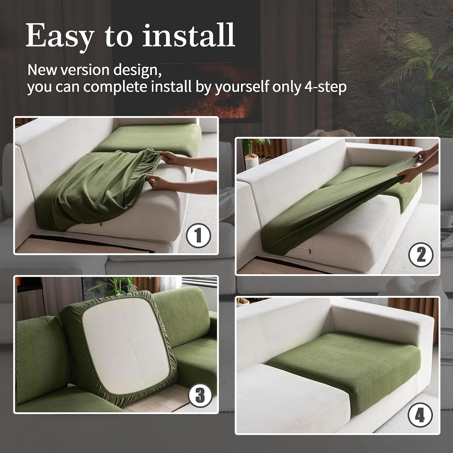 Thumbnail 6 de OHSIO Sectional Couch Covers 3-Piece Green ๐
