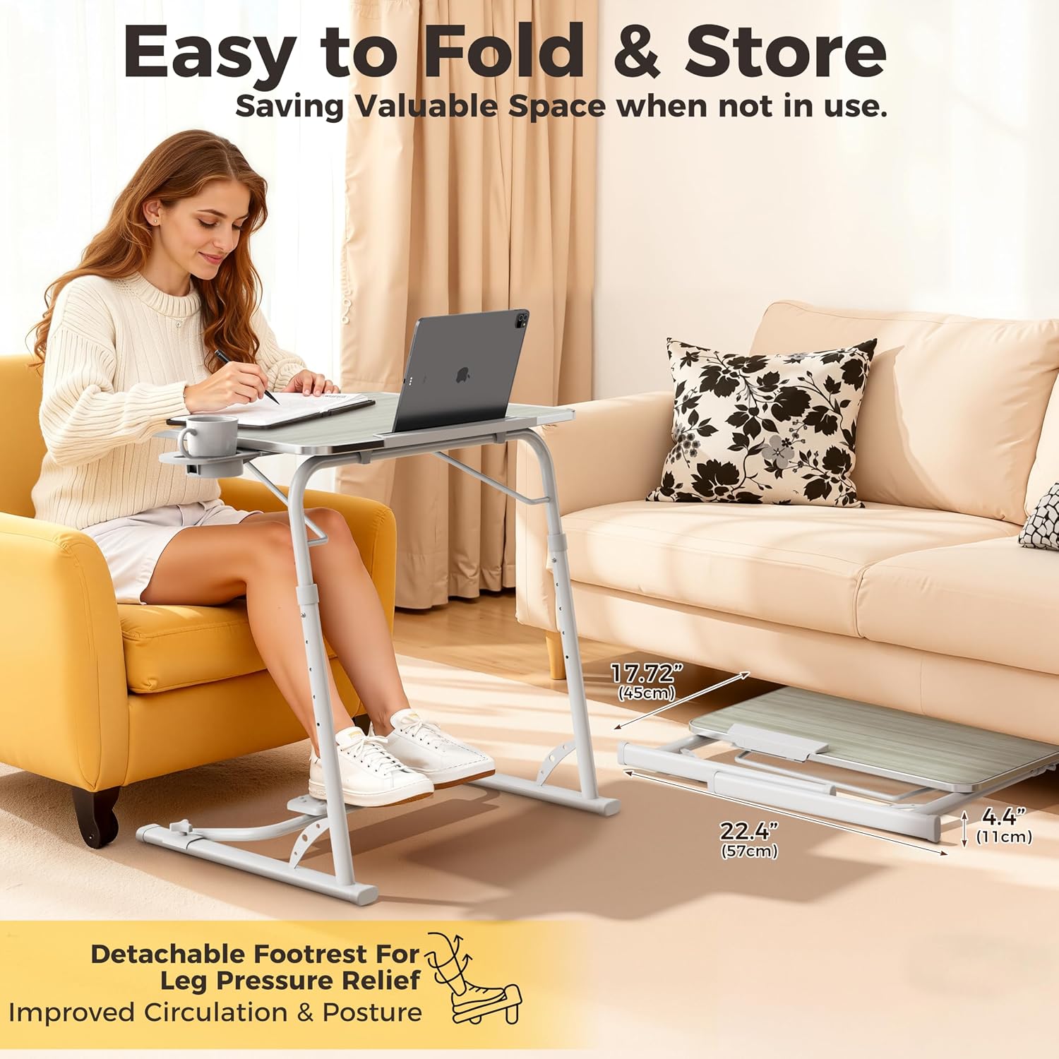 Thumbnail 5 de FoldWise Folding Laptop Table for Sofa – Sturdy Portable Desk with Height & Angle Adjustments