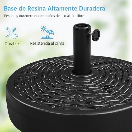 Thumbnail 5 de Yaheetech base per ombrellone da giardino in plastica effetto rattan, riempibile 22L (per pali Ø38/Ø48 mm)