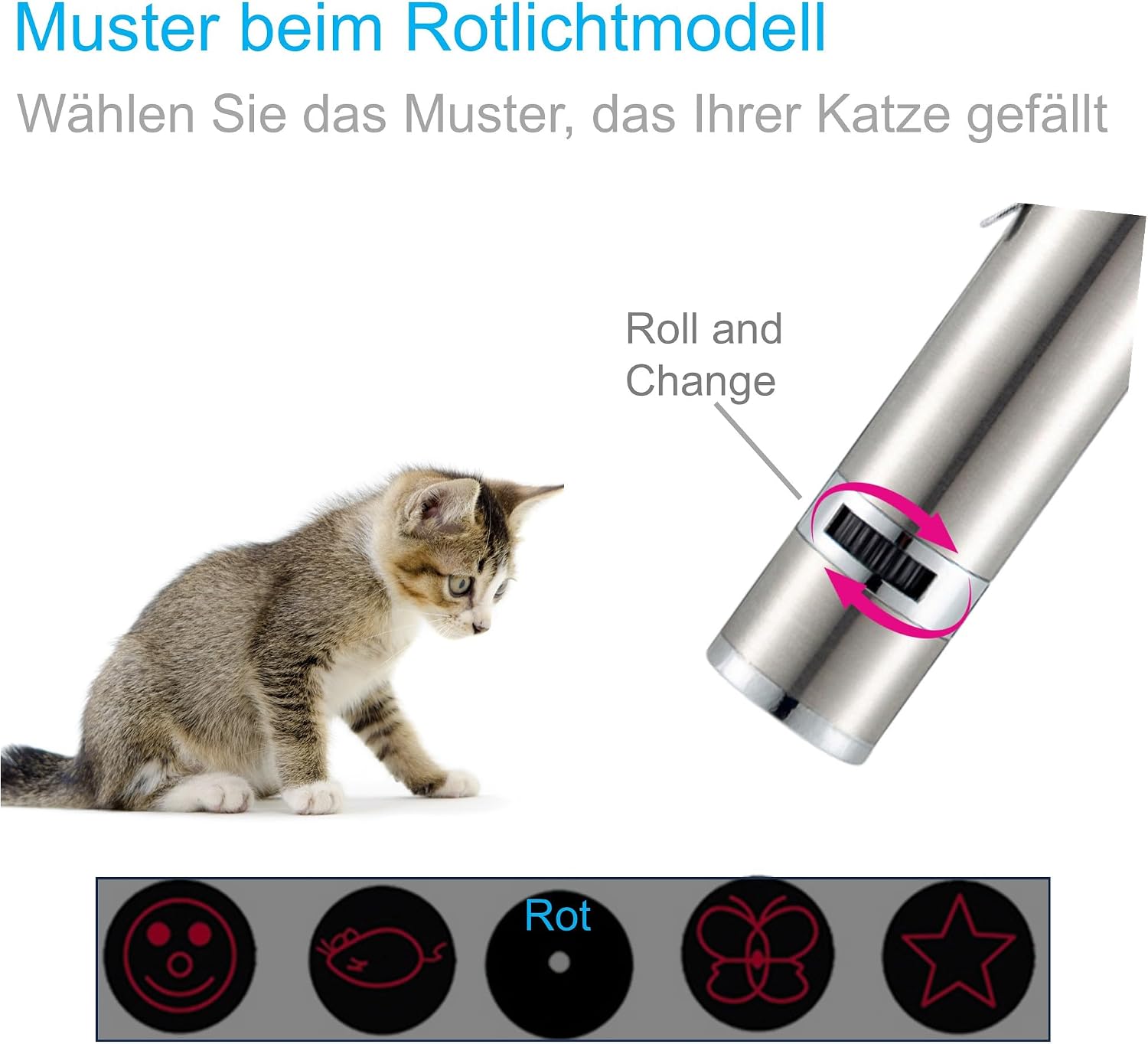 Detalle de EASERIA Interaktives Katzenspielzeug mit Rotlicht – Training, Jagd-Training und Stressreduktion