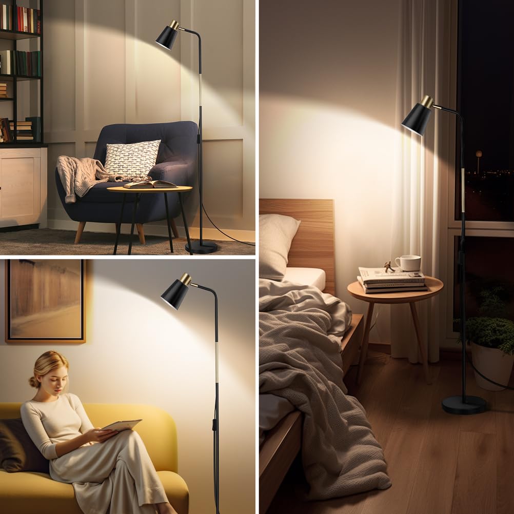 Thumbnail 6 de OUSFOT Stehlampe Leselampe für Wohnzimmer – Höhe 146 cm, E27, 40 W, Schwarz