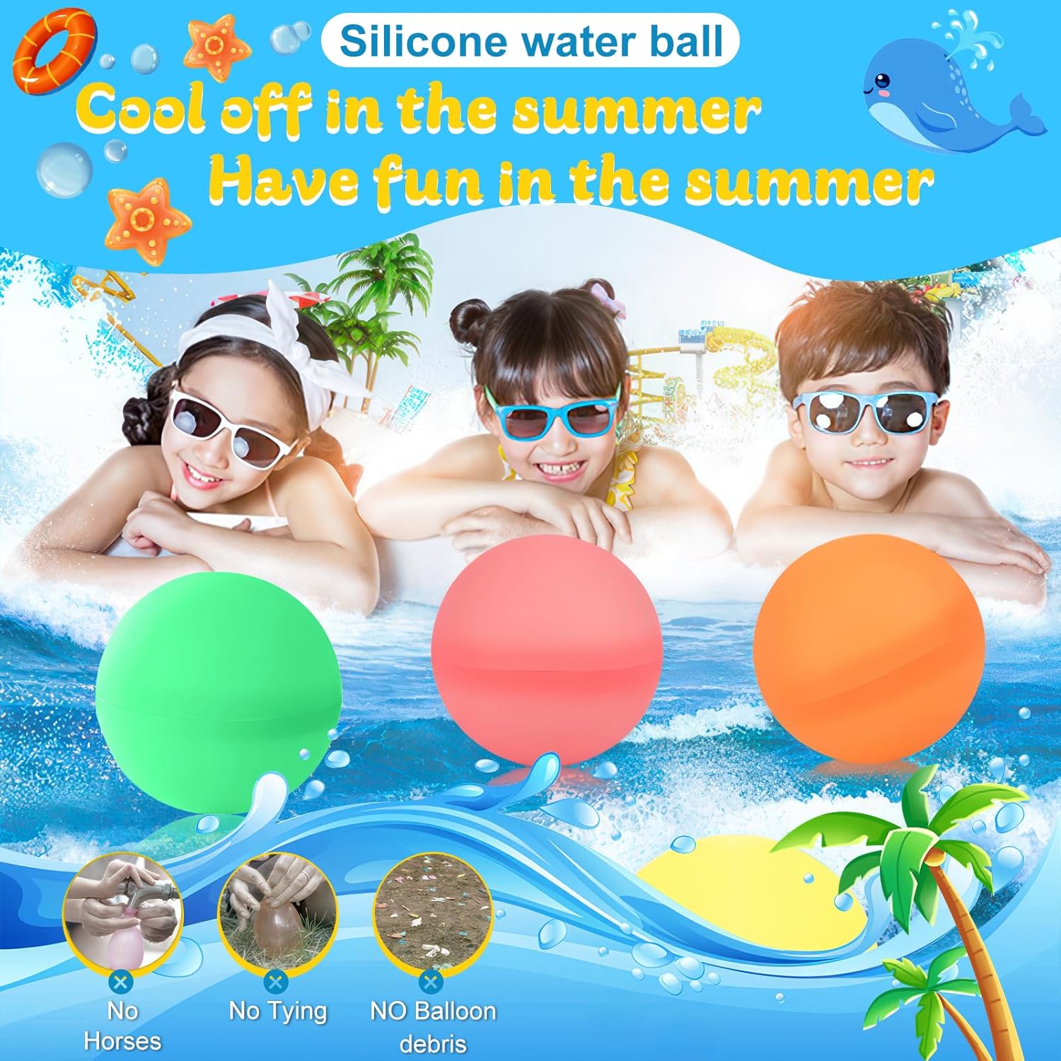 Thumbnail 3 de Wasserbomben Selbstschließend – 6 wiederverwendbare Silikon-Wasserballoons für Pool, Strand & Sommerparty