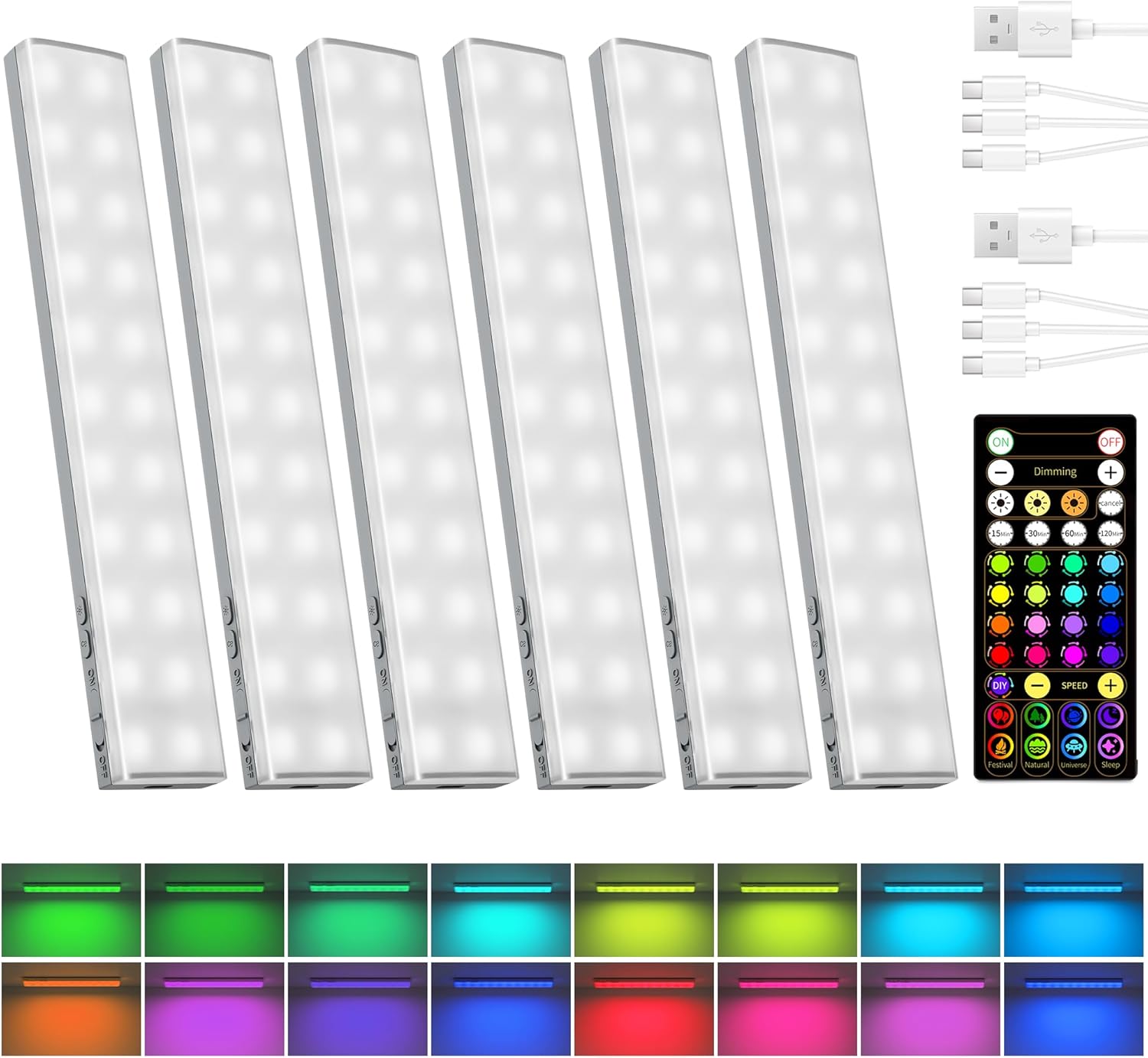 Detalle de EZVALO 80RGB Color Changing Under Cabinet Lighting (Wireless, 6-Pack)