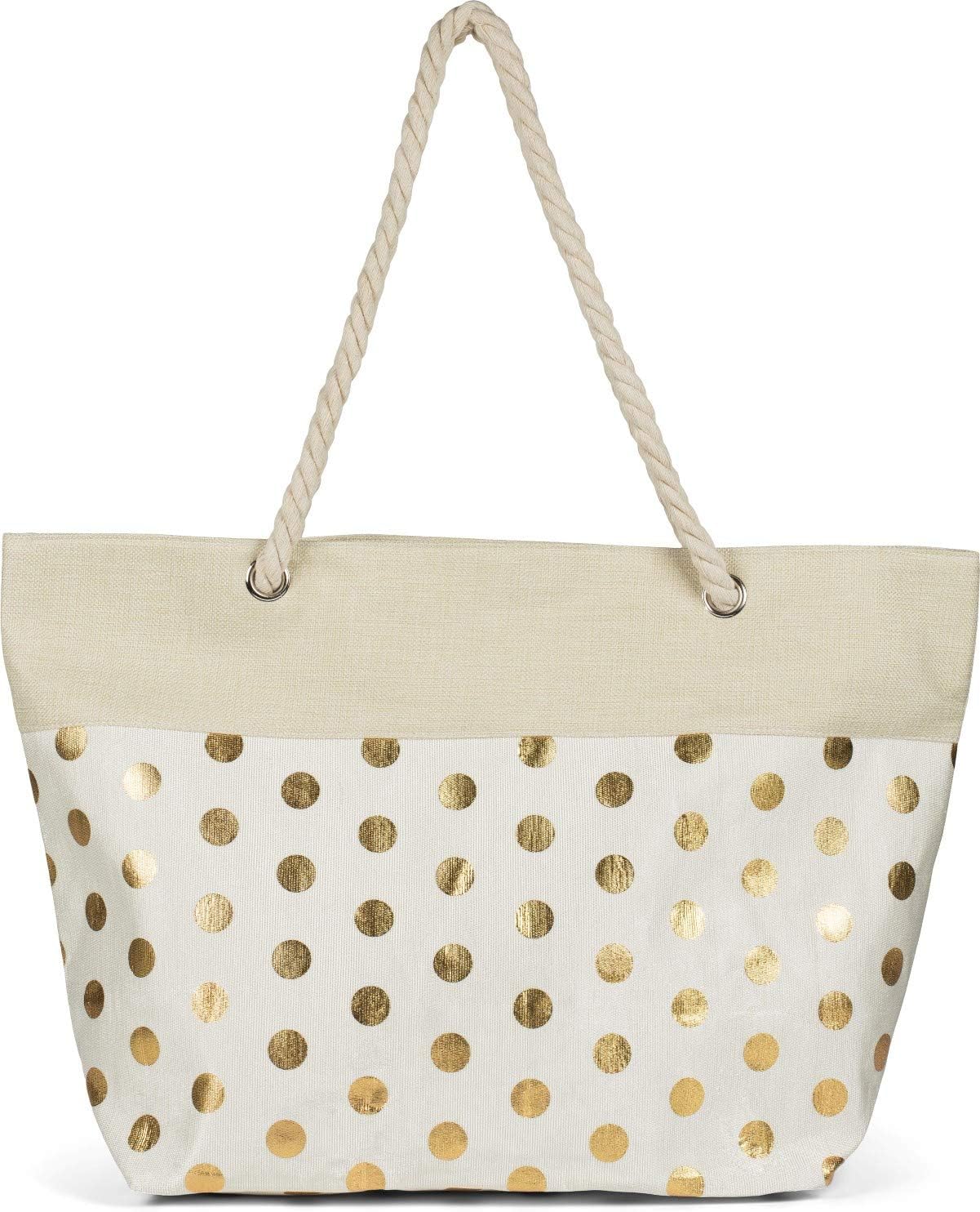 Detalle de styleBREAKER Ladies XXL Borsa da spiaggia grande con motivo a punti metallici e cerniera – zaino versatile per mare e shopping