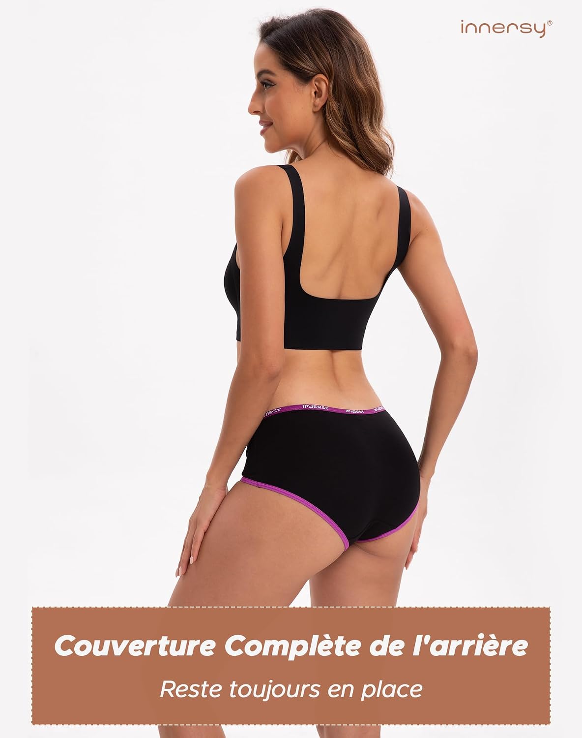 Detalle de INNERSY lot de 6 culottes femme en coton stretch, taille basse douce et respirante