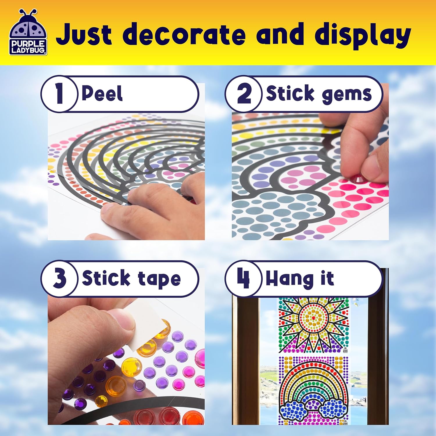 Thumbnail 5 de SunGemmers Window Gem Art Suncatcher Kits (Sun & Rainbow Templates) for Kids 4–10