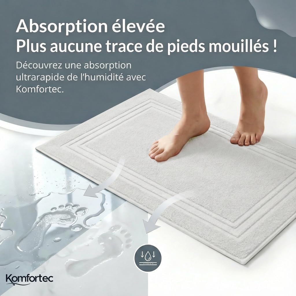 Detalle de Komfortec Lot de 2 Tapis de Bain 50 x 70 cm