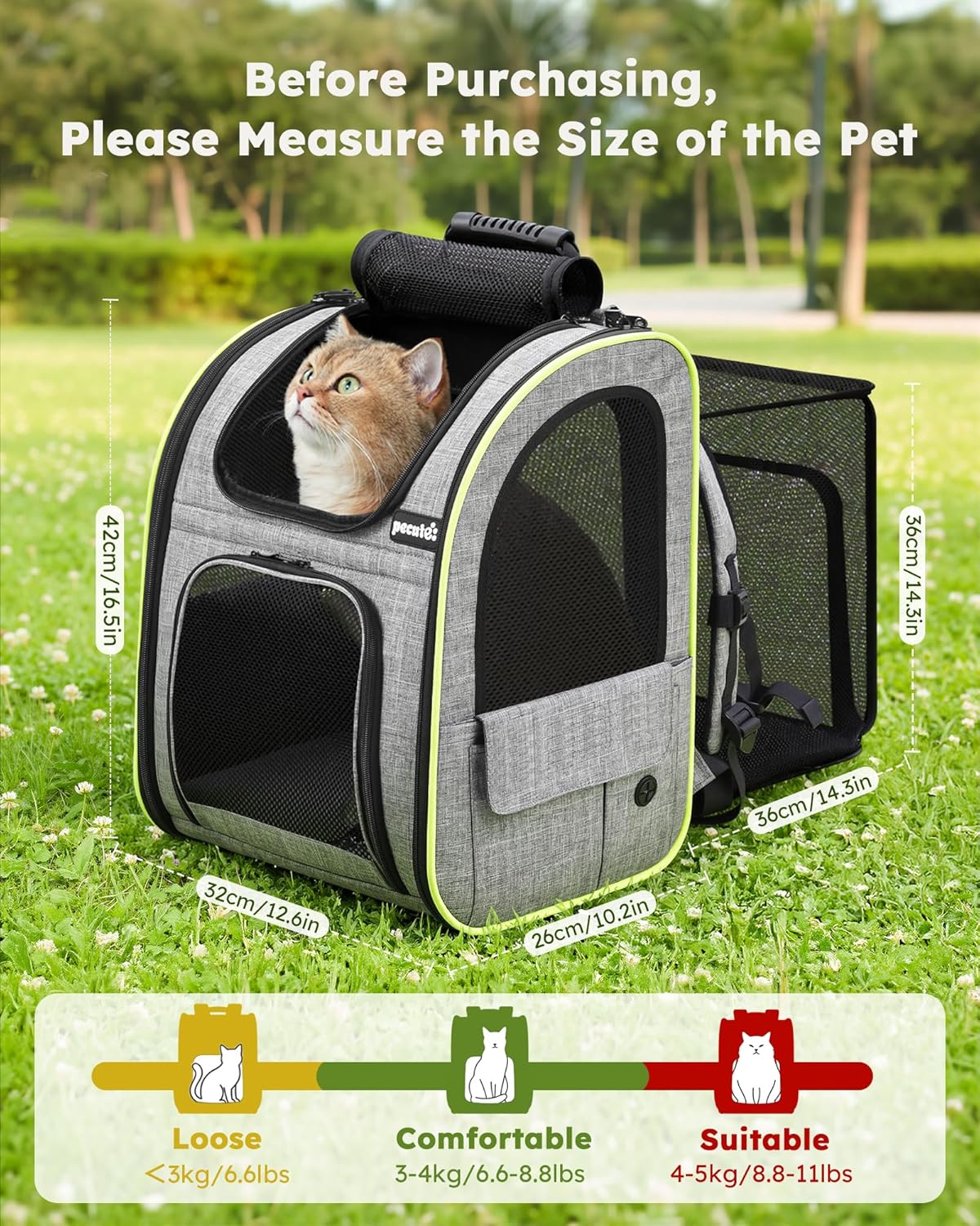 Detalle 2 de Pecute Sac Transport Chat Extensible Gris