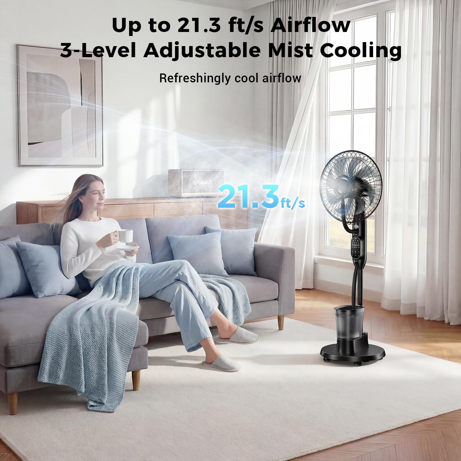 Detalle de NebulaFlow Pedestal Fan with Mist Spray