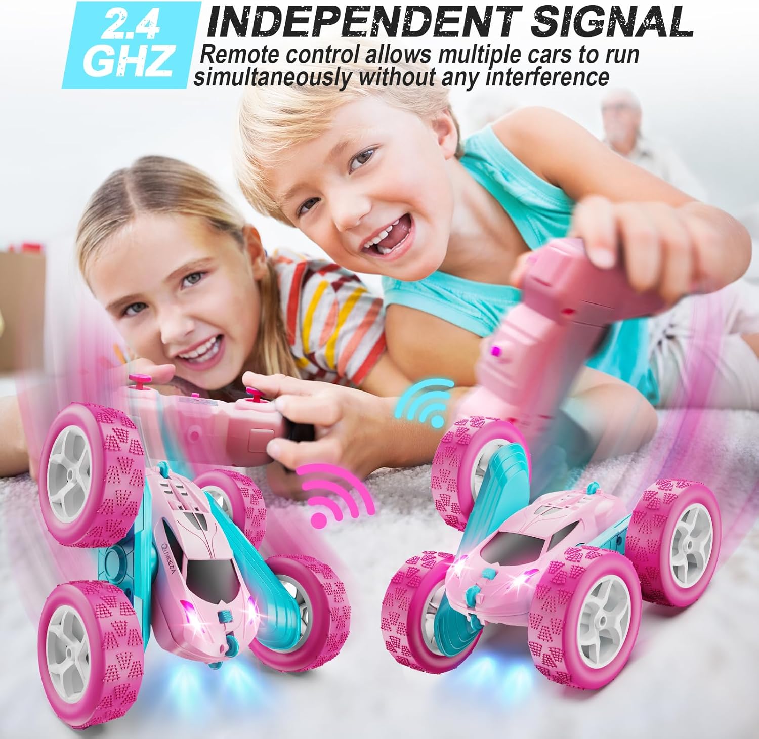 Thumbnail 2 de QUNREDA 2.4 GHz Pink Remote Control Stunt Car
