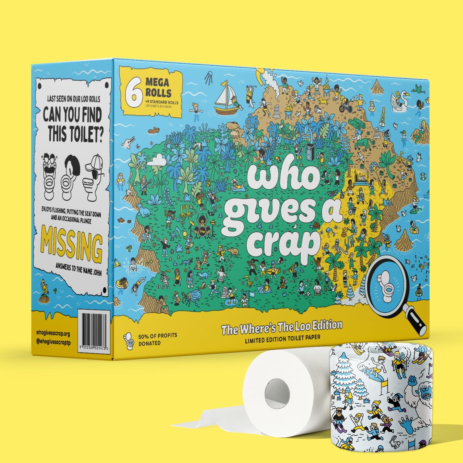 Who Gives A Crap Where's The Loo Edition Bamboo Toilet Roll 6 Pack
