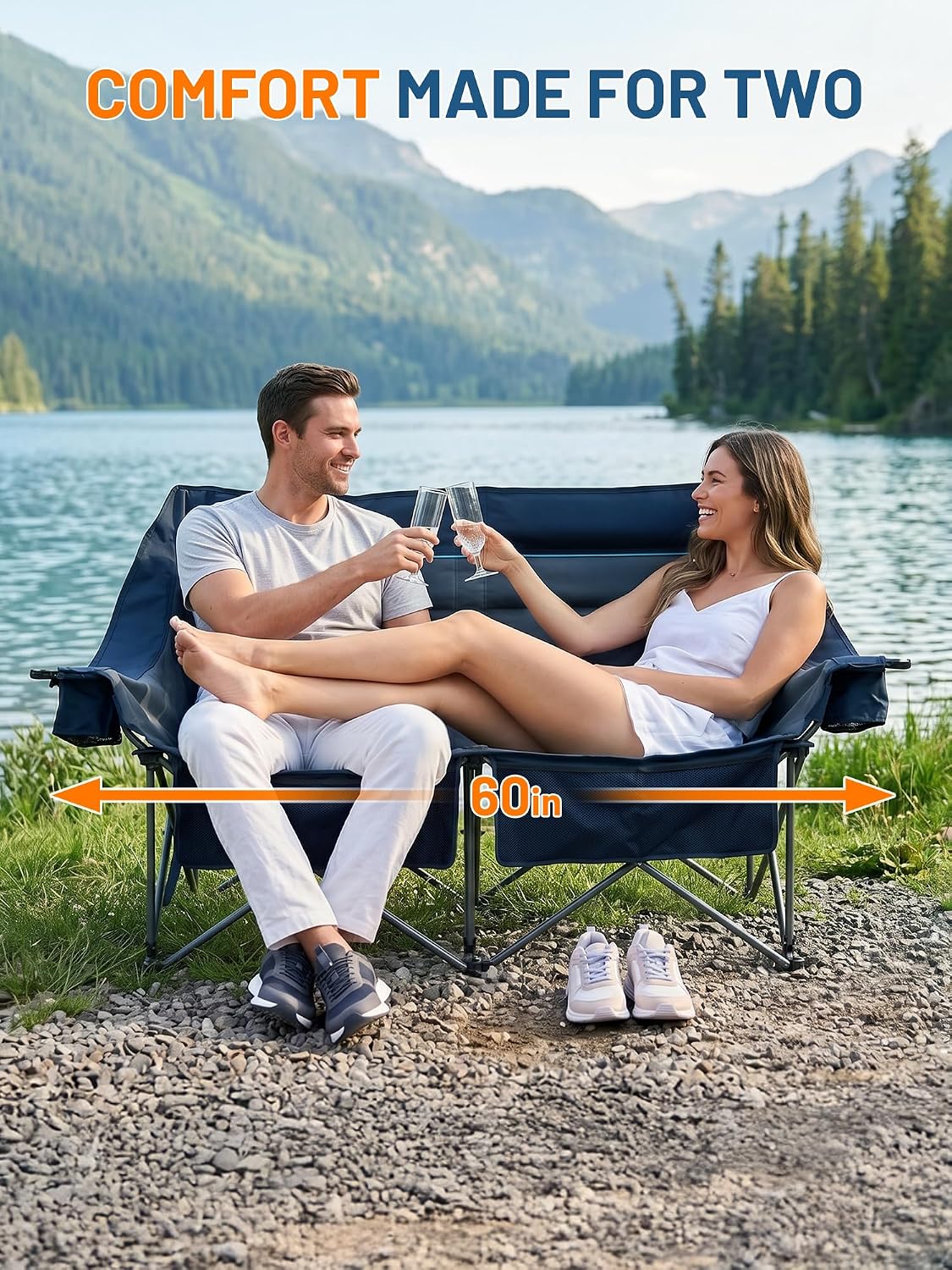 Thumbnail 2 de TIMBER RIDGE Oversized Double Camping Chair, 600D Polyester Loveseat