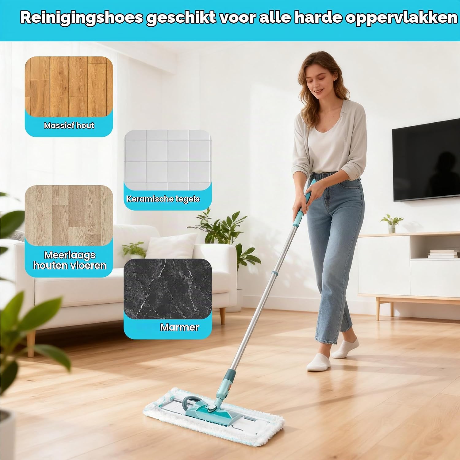 Detalle de JIYANA YY-lifeichangtiao dweilpads van microvezel, 4 stuks, 48,5 x 16,5 cm