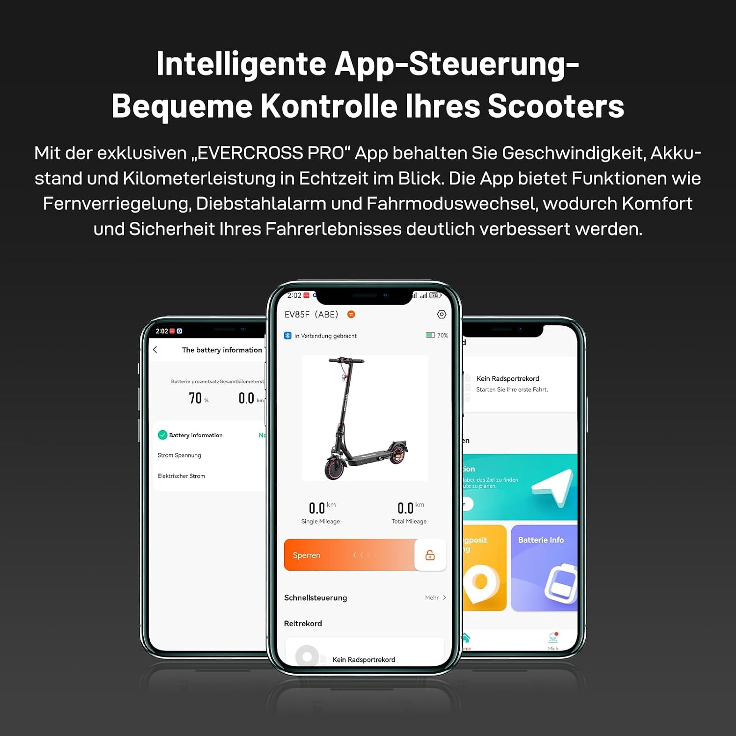 Thumbnail 5 de EVERCROSS EV85F/EV10K PRO E-Scooter mit Straßenzulassung (ABE) und APP – 400W Motor, faltbar