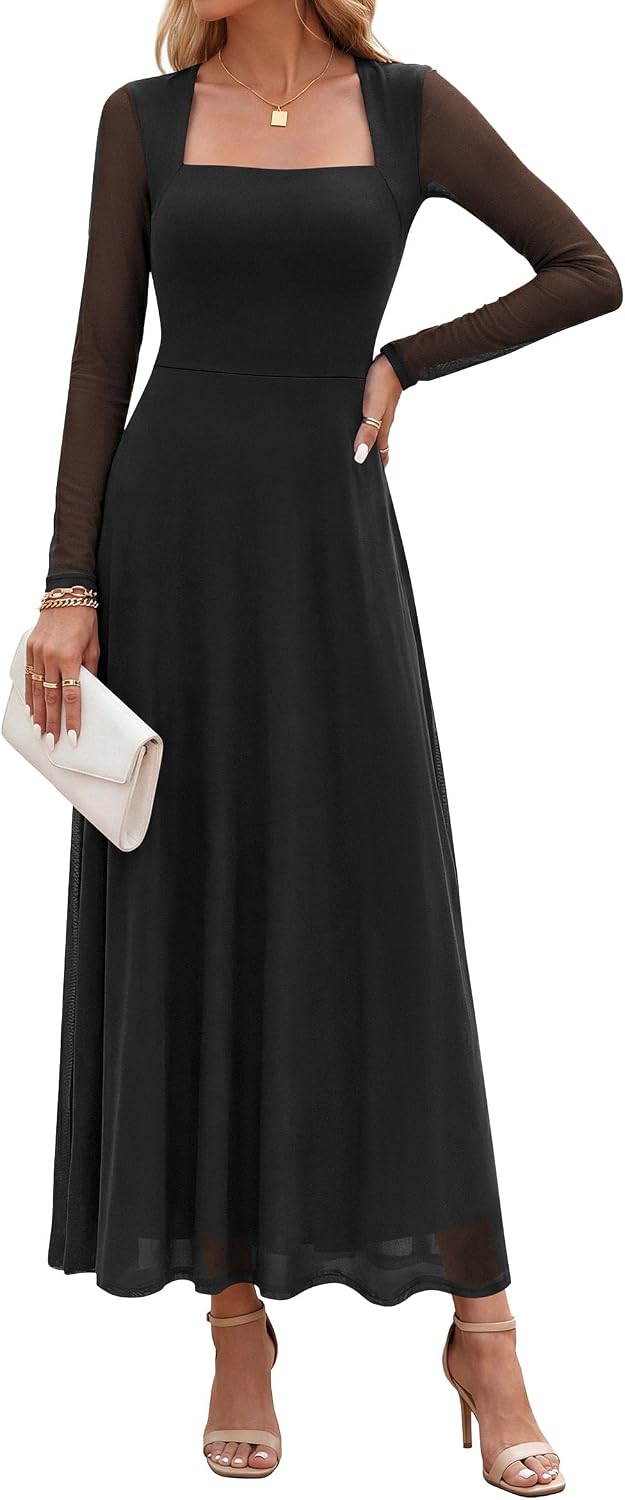 Detalle de PRETTYGARDEN Women's Mesh Maxi Dress