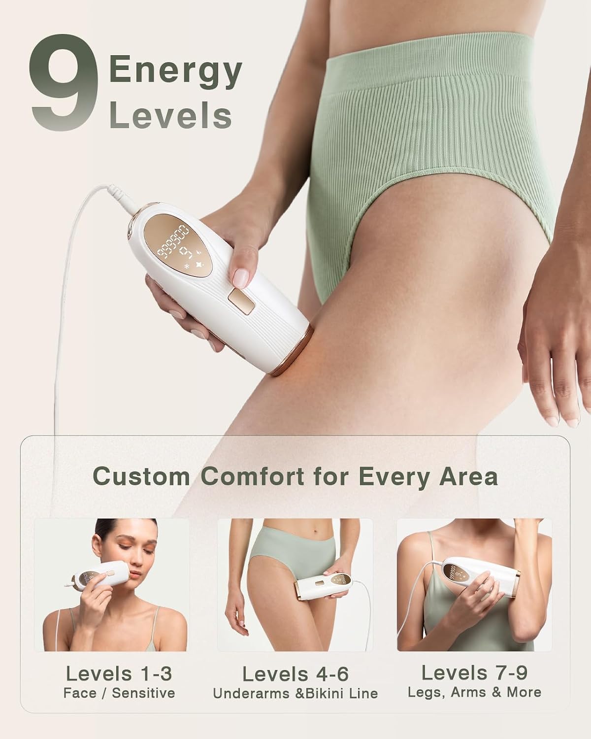 Thumbnail 6 de TIIMAGIC IPL Laser Hair Removal Device for Home Use with Ice Cooling (9 Levels, 999,900 Flashes) - White