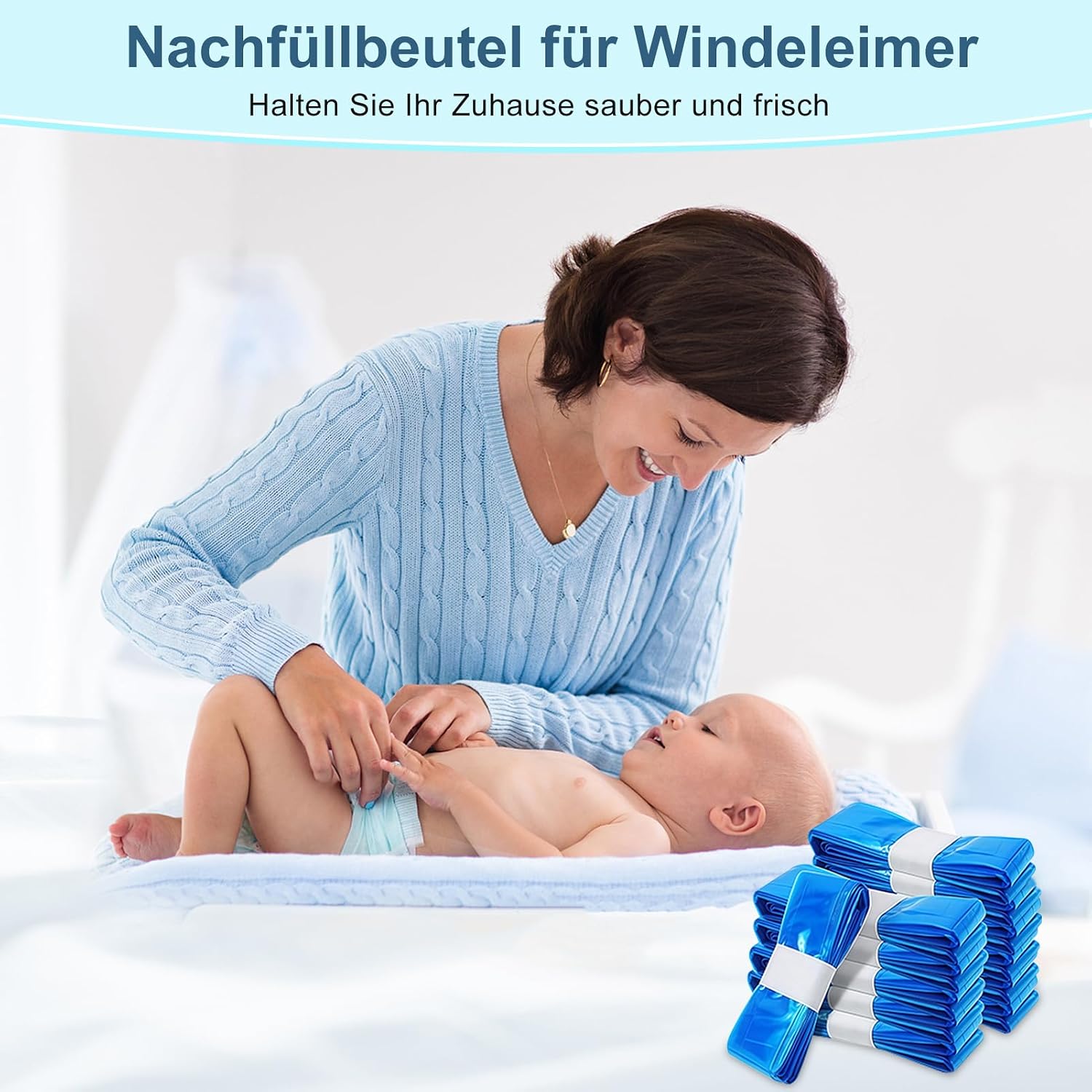 Detalle de PARPAT Nachfüllkassetten 12er-Pack: Geruchsdicht, 0,025 mm Dicke, 4,5 m Länge – kompatibel mit den meisten Windeleimern