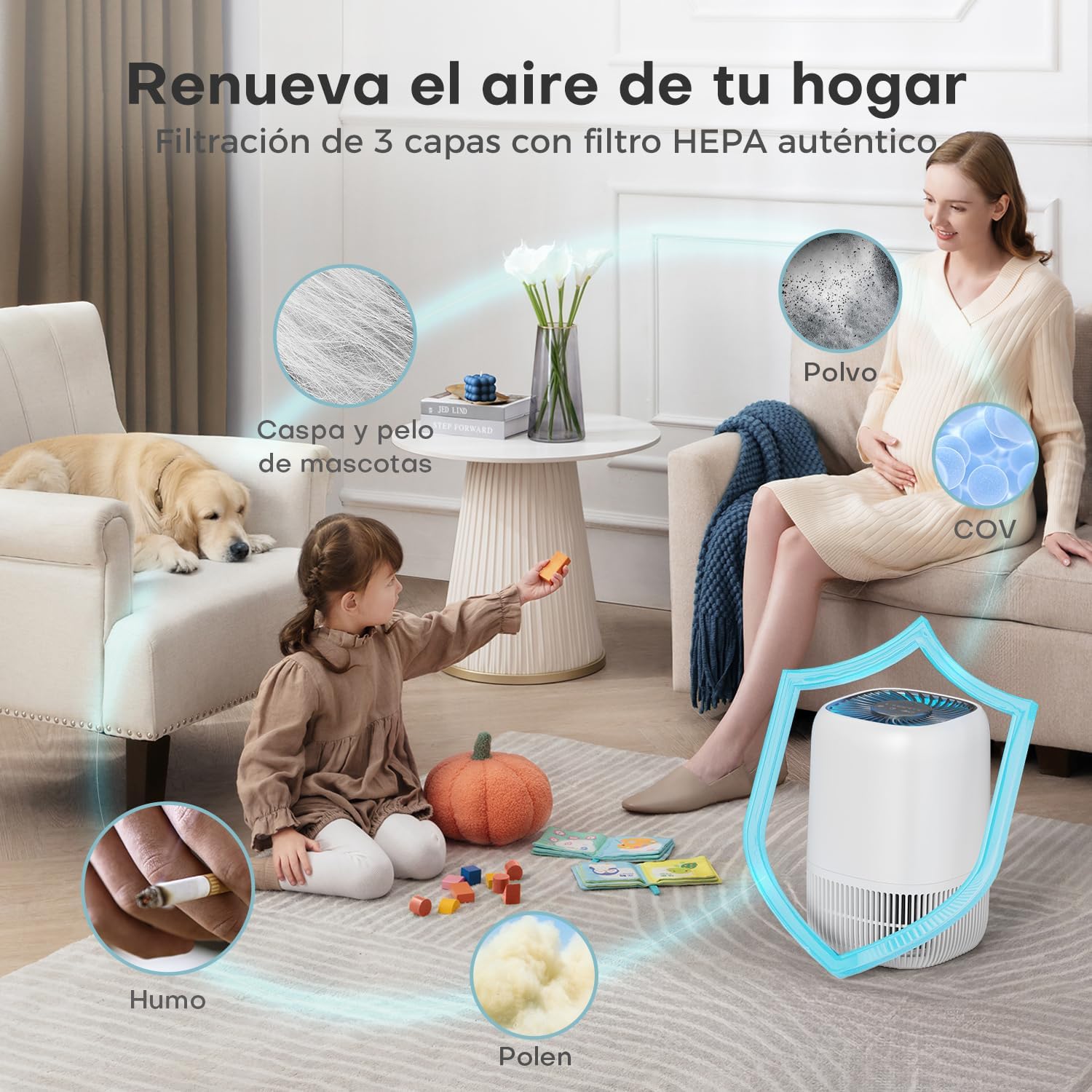 Detalle de AROEVE Purificador HEPA H13 5W