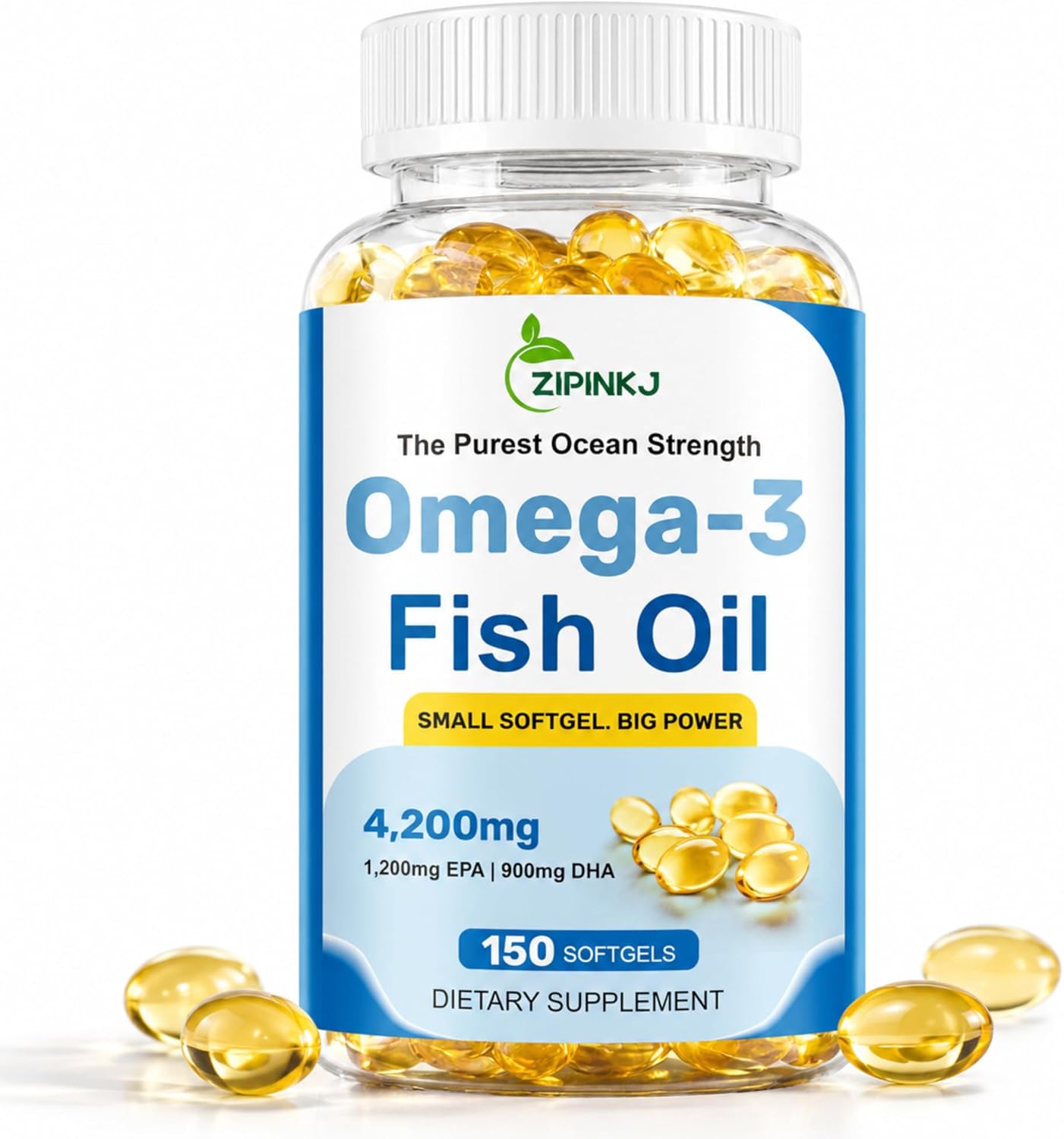 Detalle de Wild-Caught Omega-3 Fish Oil Mini Softgels, 1,200 mg EPA + 900 mg DHA