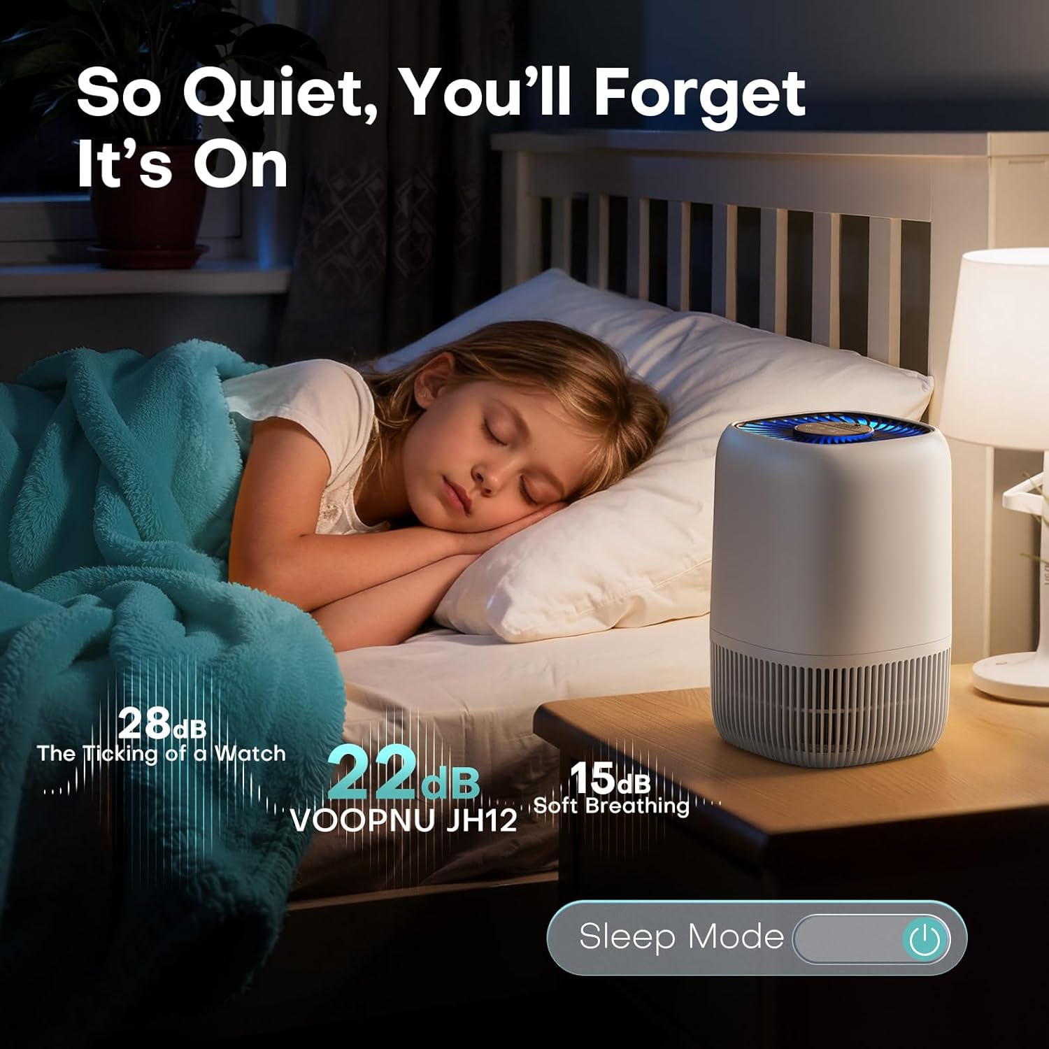 Detalle de VOOPNU Air Purifiers for Home: 360° Clean Air Up to 1,076 ft² with True HEPA
