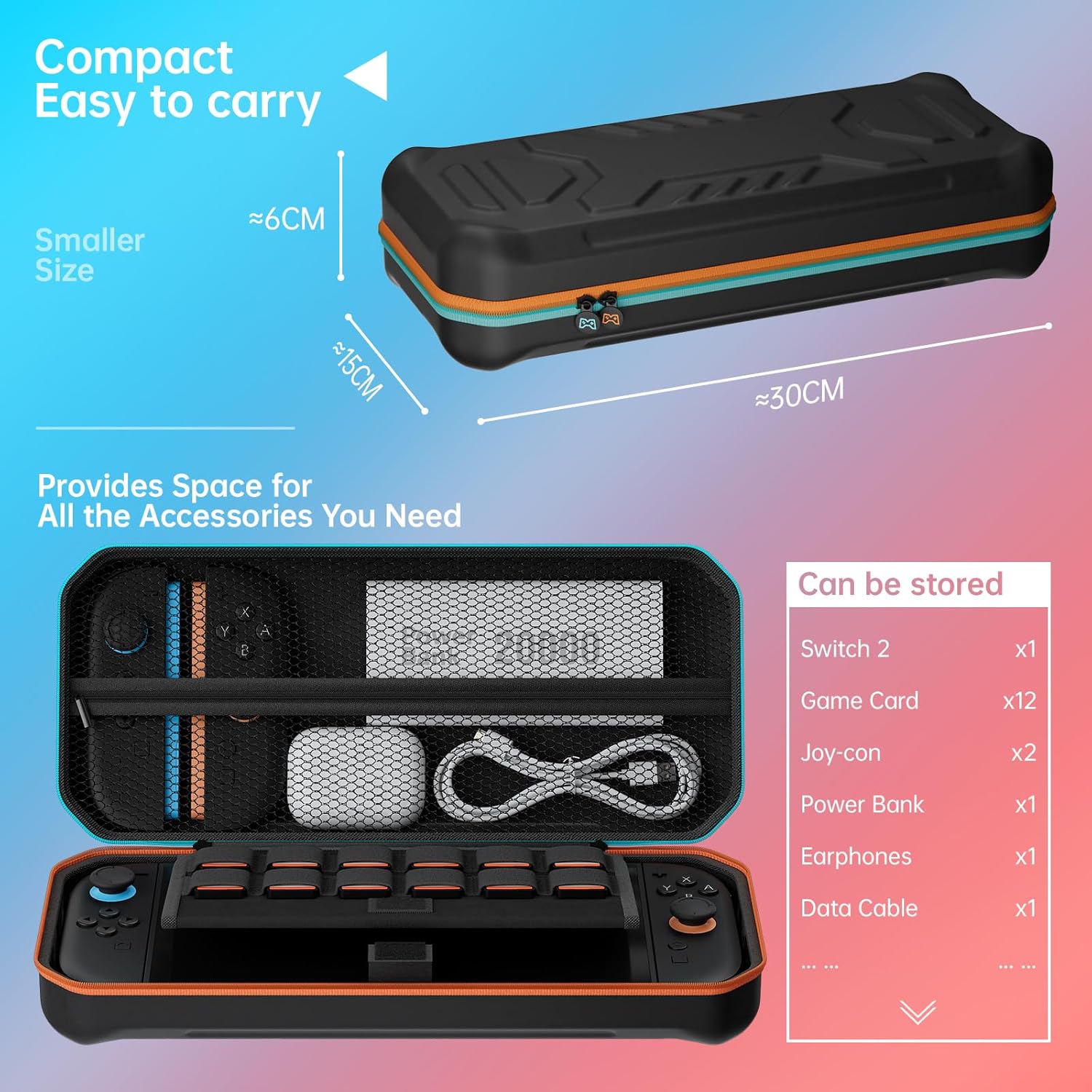 Thumbnail 5 de Hosanwell funda 13 en 1 para Nintendo Switch 2 con estuche rígido, 2 protectores de pantalla y soporte
