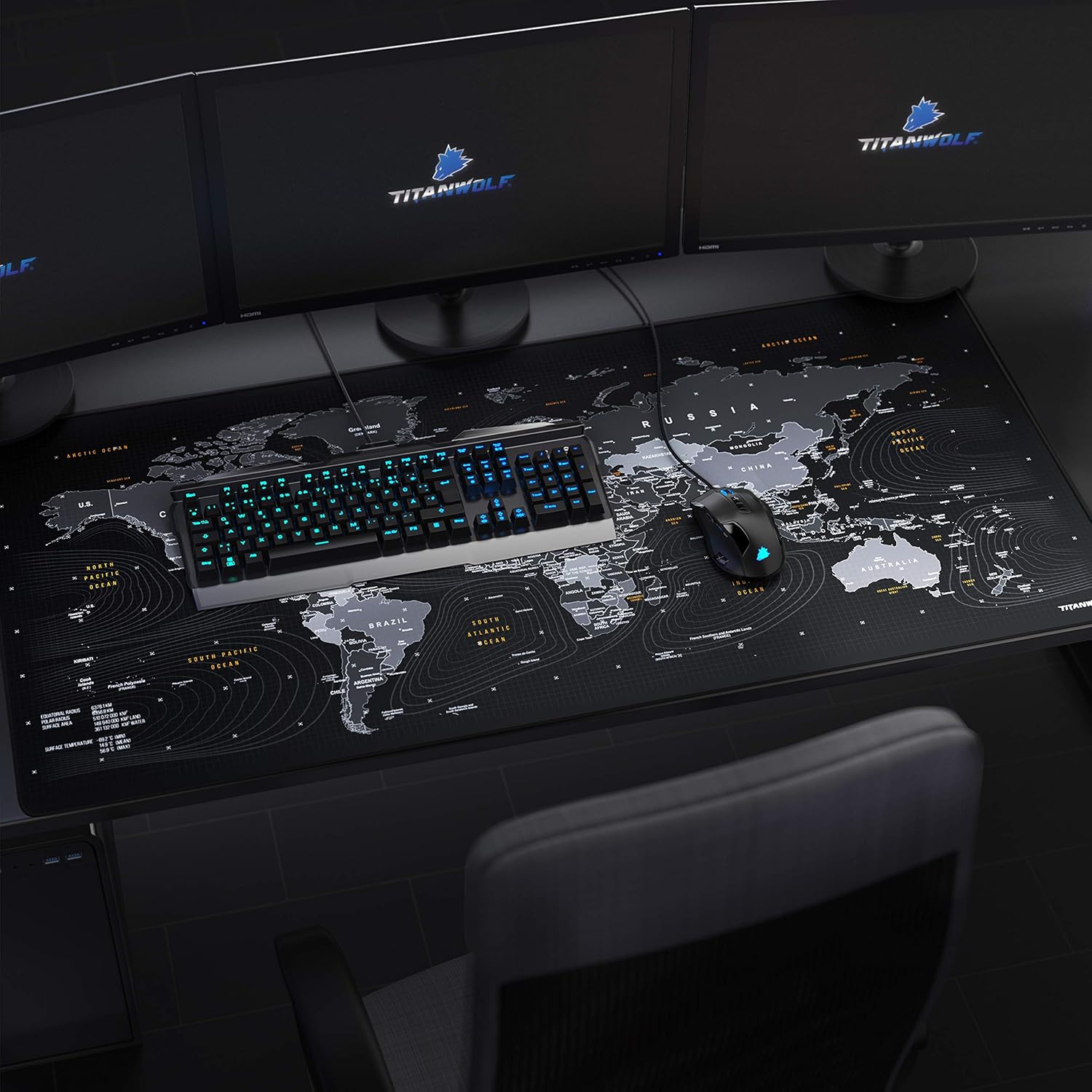 Thumbnail 5 de TITANWOLF Extra Large Gaming Mouse Mat (1200x600mm) XXL Desk Pad in Black