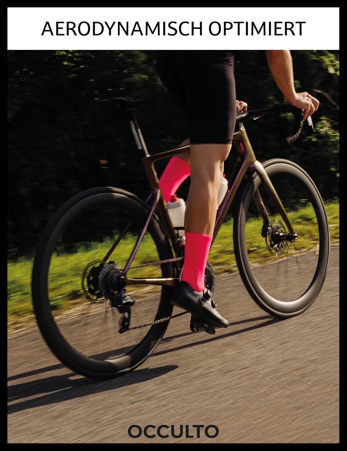Detalle de Occulto Eddy Rennradsocken im 2er-Set (Herren & Damen) – Aero-Design für weniger Luftwiderstand