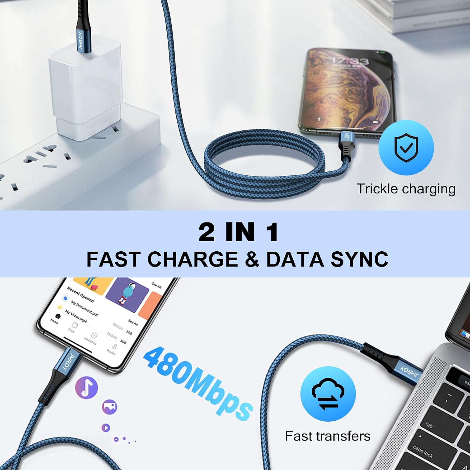 Detalle 2 de USB C to USB C Cable 2M 60W, 3-pack