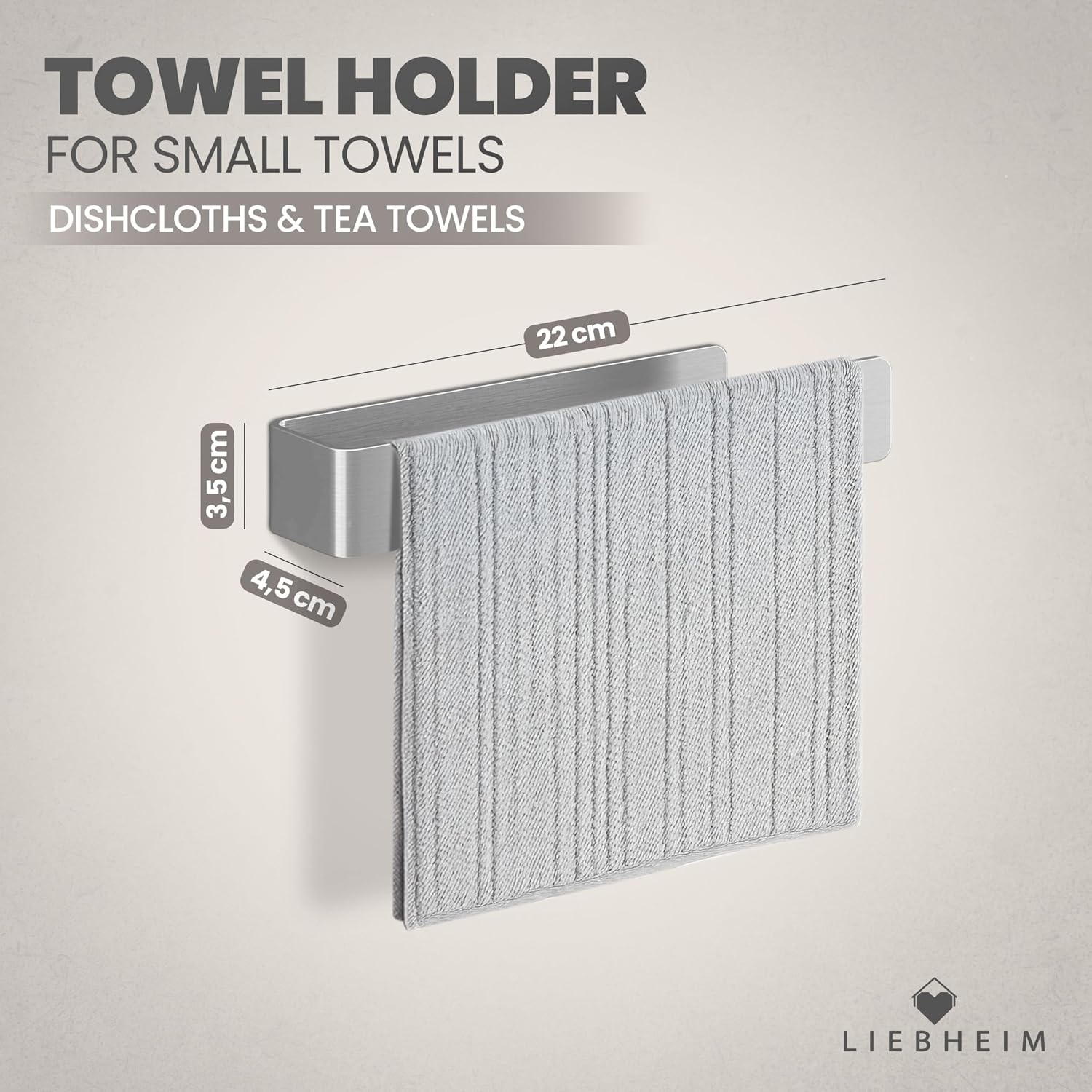 Detalle de LIEBHEIM HOLDER-2 handdoekhouder 22 cm van geborsteld roestvrij staal