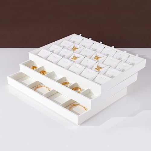 Thumbnail 7 de Papten Plateau À Bijoux en Cuir Empilable Blanc – rangements élégants pour homme et femme