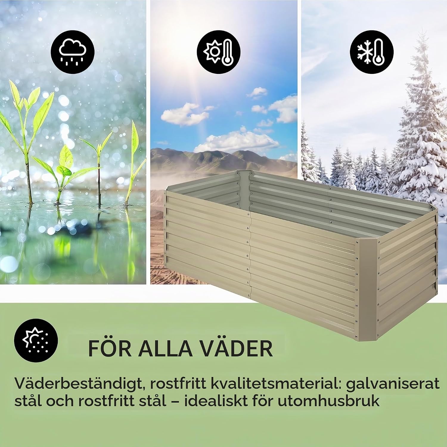 Detalle de blumfeldt odlingslåda i metall, 970 liter, vädertåligt stål och upphöjd design
