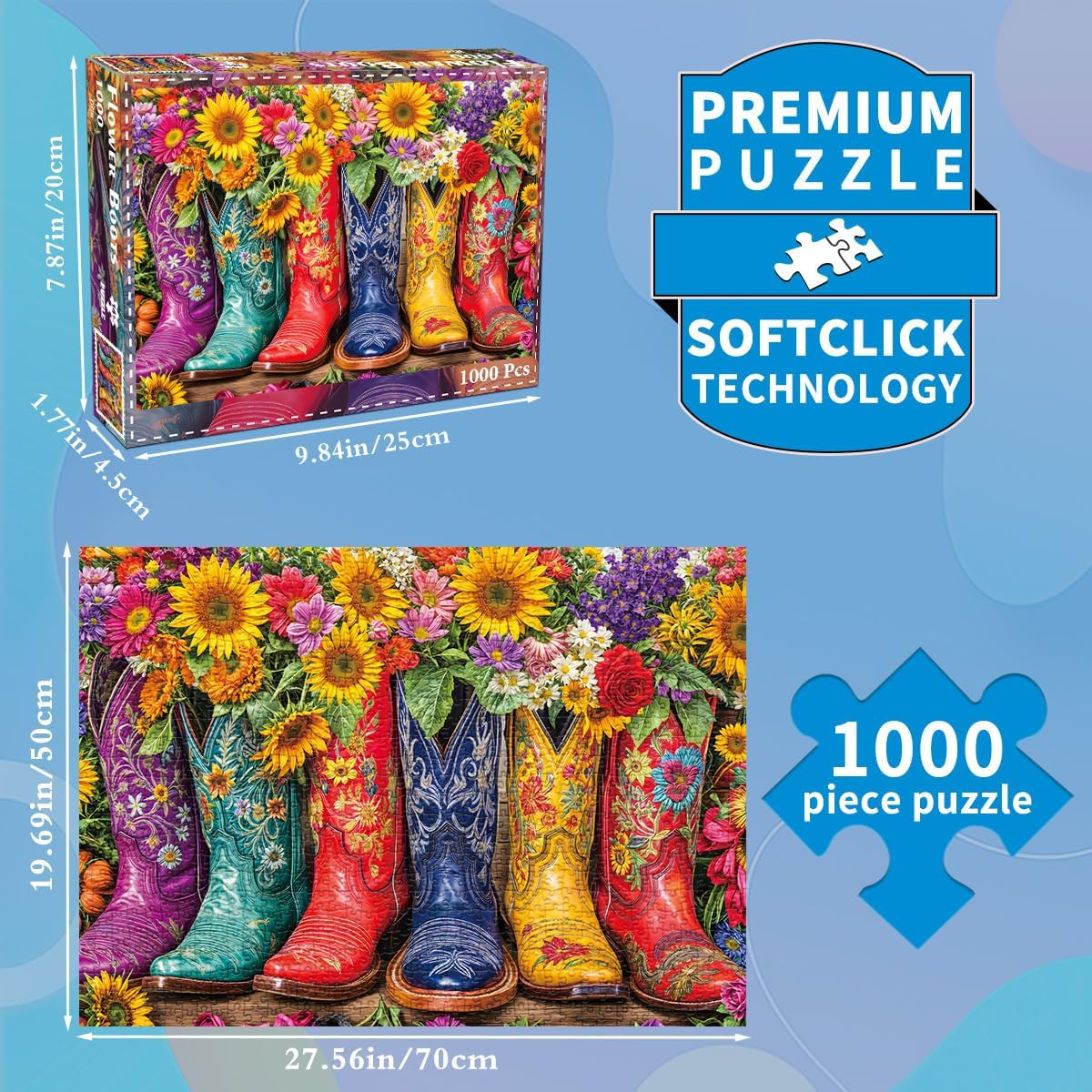 Detalle 2 de 1000 Piece Flower Boots jigsaw puzzle