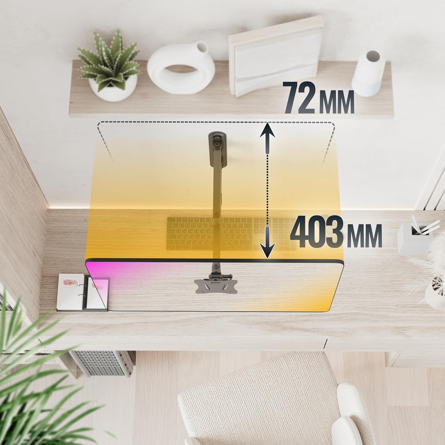 Thumbnail 5 de RICOO S7211 — Support mural inclinable/rotatif universel pour TV et écran PC (VESA 75×75 à 100×100, jusqu’à 25 kg)