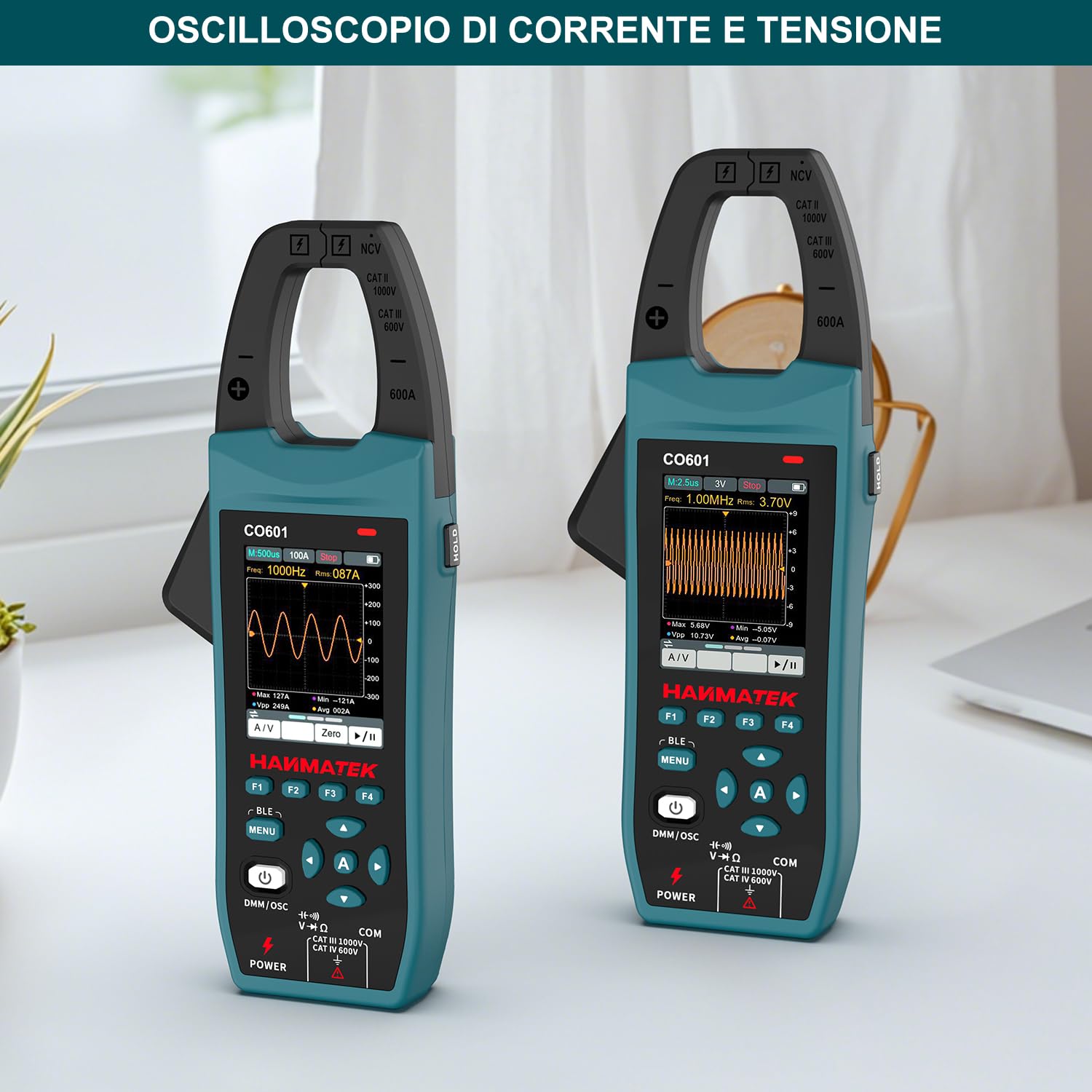 Detalle de HANMATEK CO601: Multimetro con Oscilloscopio 2 in 1, Pinza Amperometrica Professionale