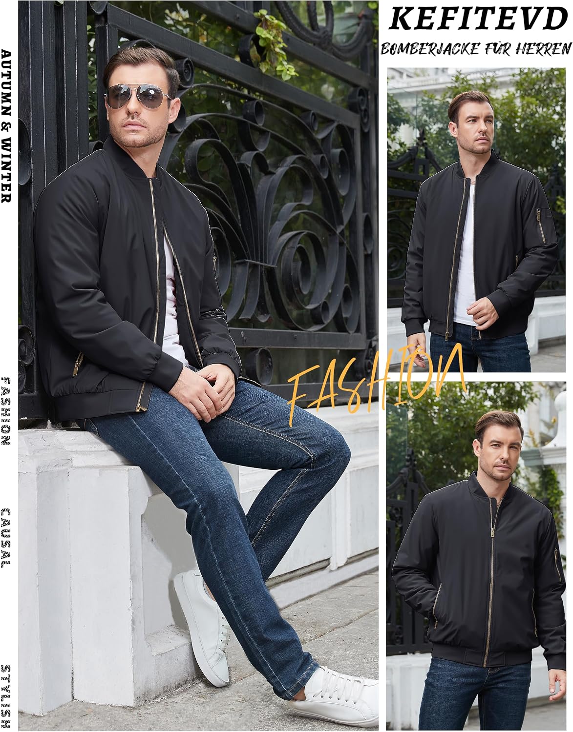 Detalle 2 de KEFITEVD Herrenjacke Bomberjacke warm