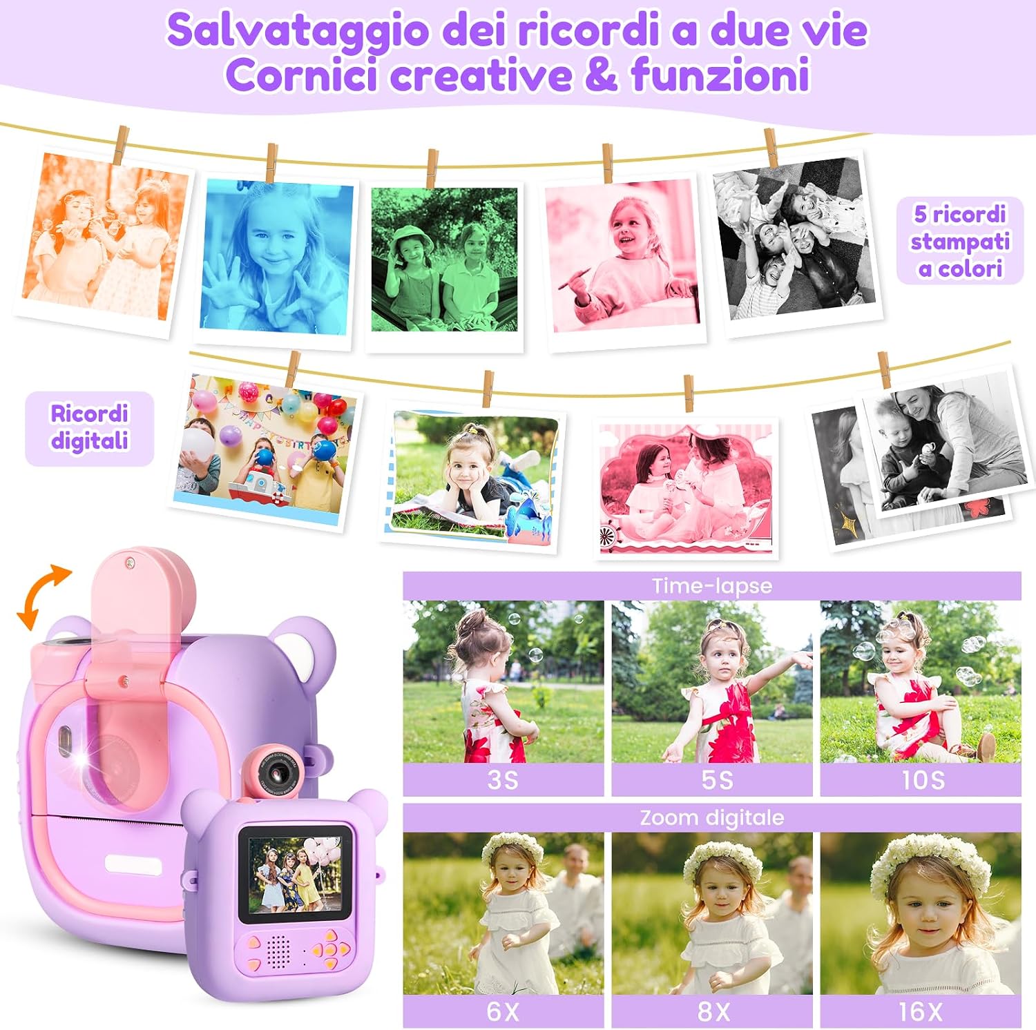 Detalle 2 de ARNSSIEN M2 fotocamera istantanea per bambini 32GB