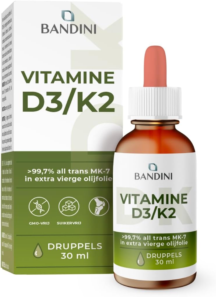Detalle de BANDINI D3+K2 vitamine D3- en K2-druppels met olijfolie, 1000 IE per druppel