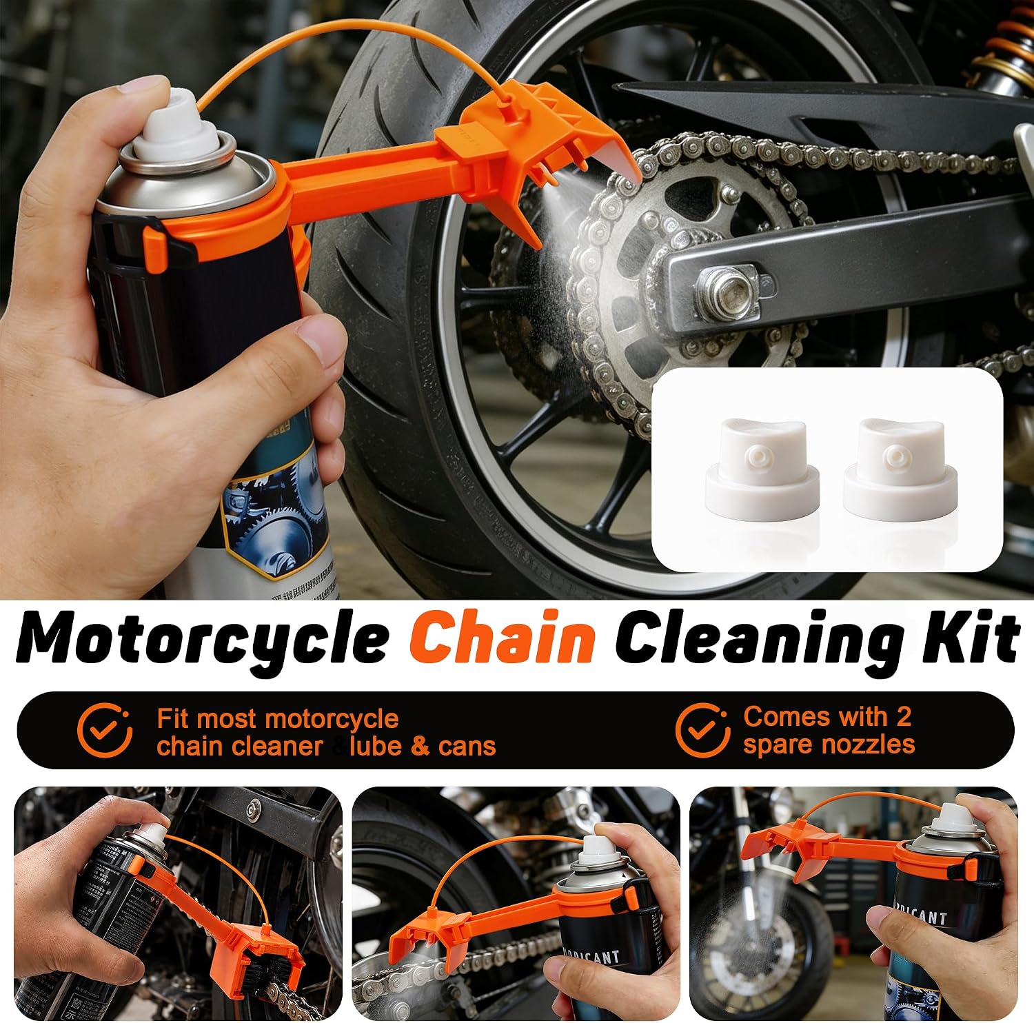 Detalle de Motorcycle Chain Cleaner and Lubrication Kit for 428, 520, 525 and 530 Chains