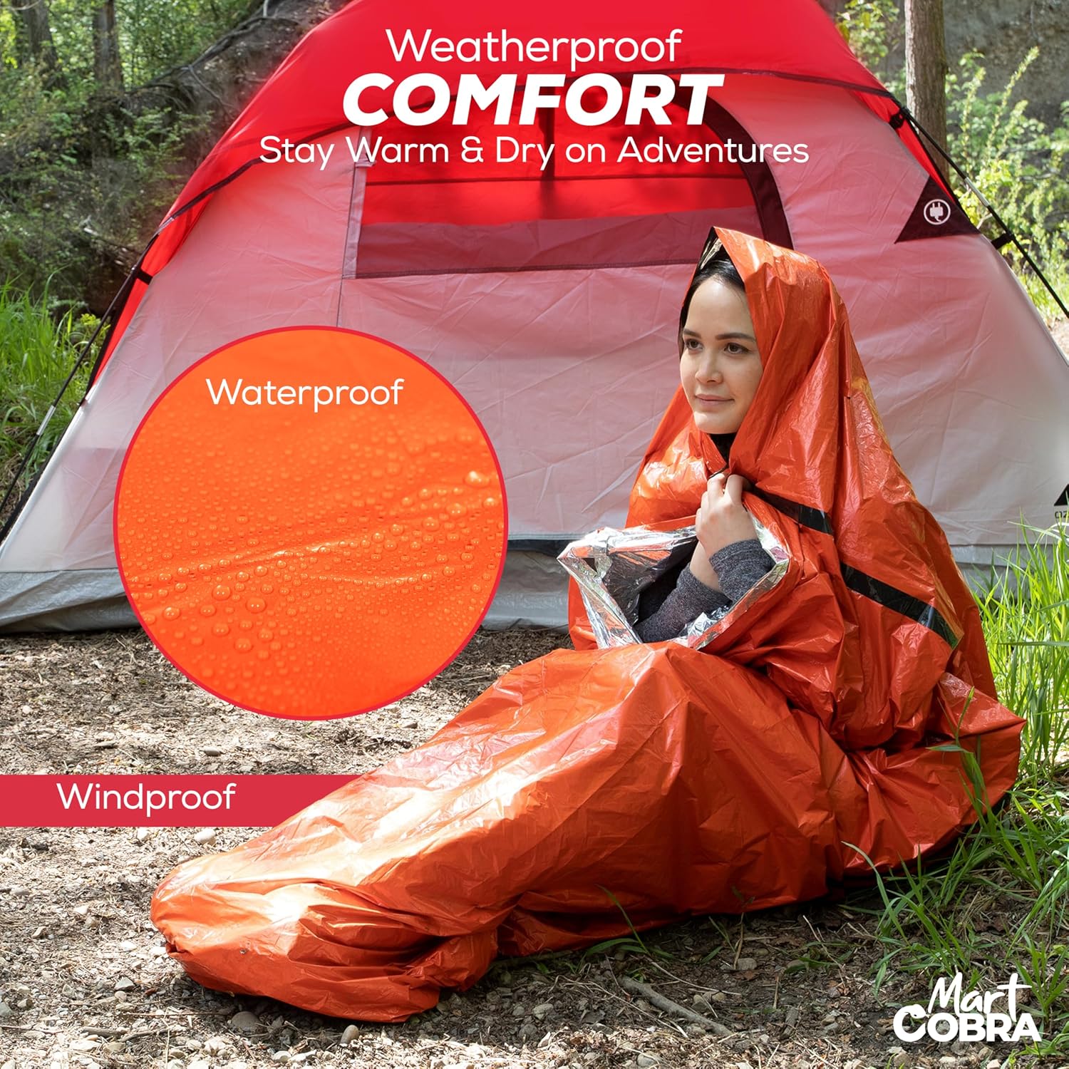 Detalle 2 de Mart Cobra 3-Pack Mylar Emergency Sleeping Bags, Reflective Bivy Sacks, 84 x 36 in