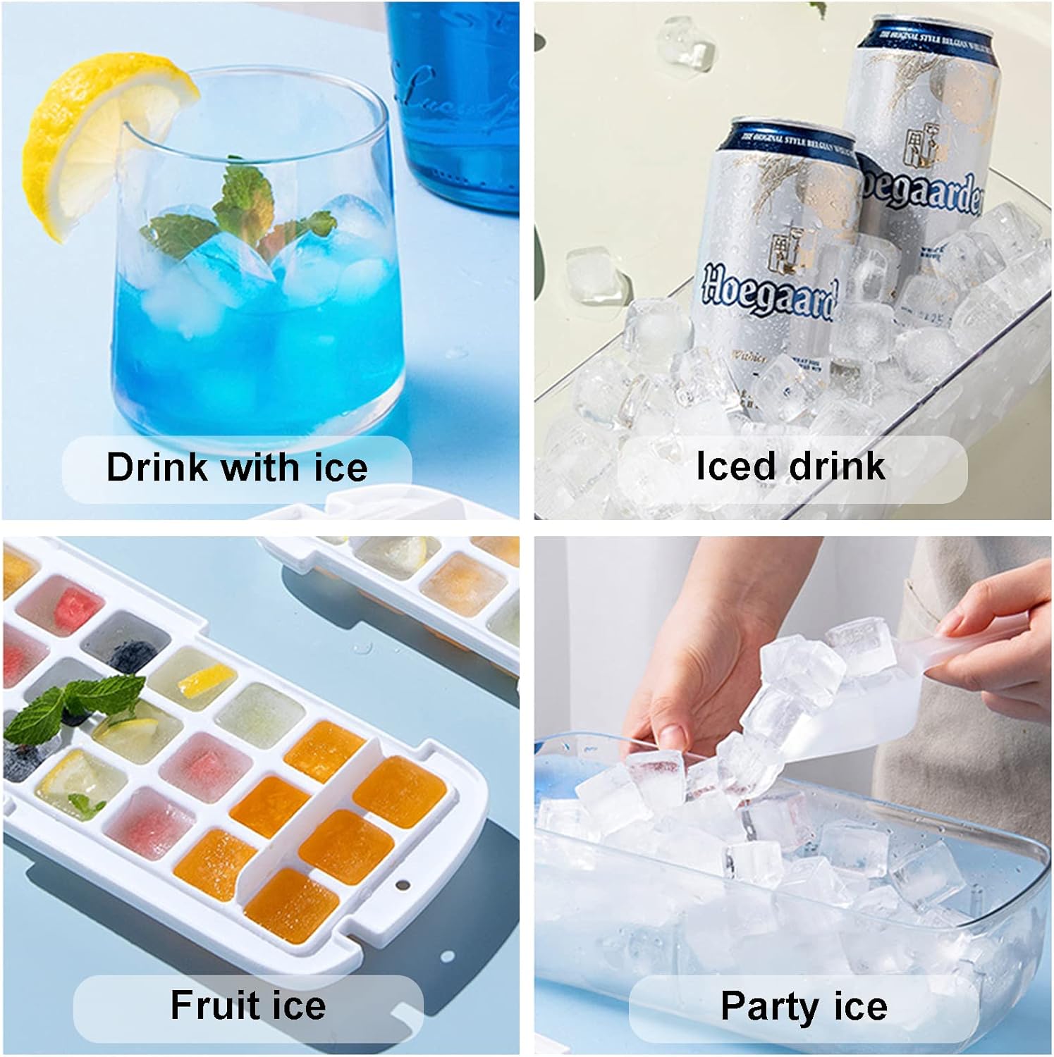 Thumbnail 1 de Ice cube tray with lid (48-cube set), press-release silicone moulds with storage container