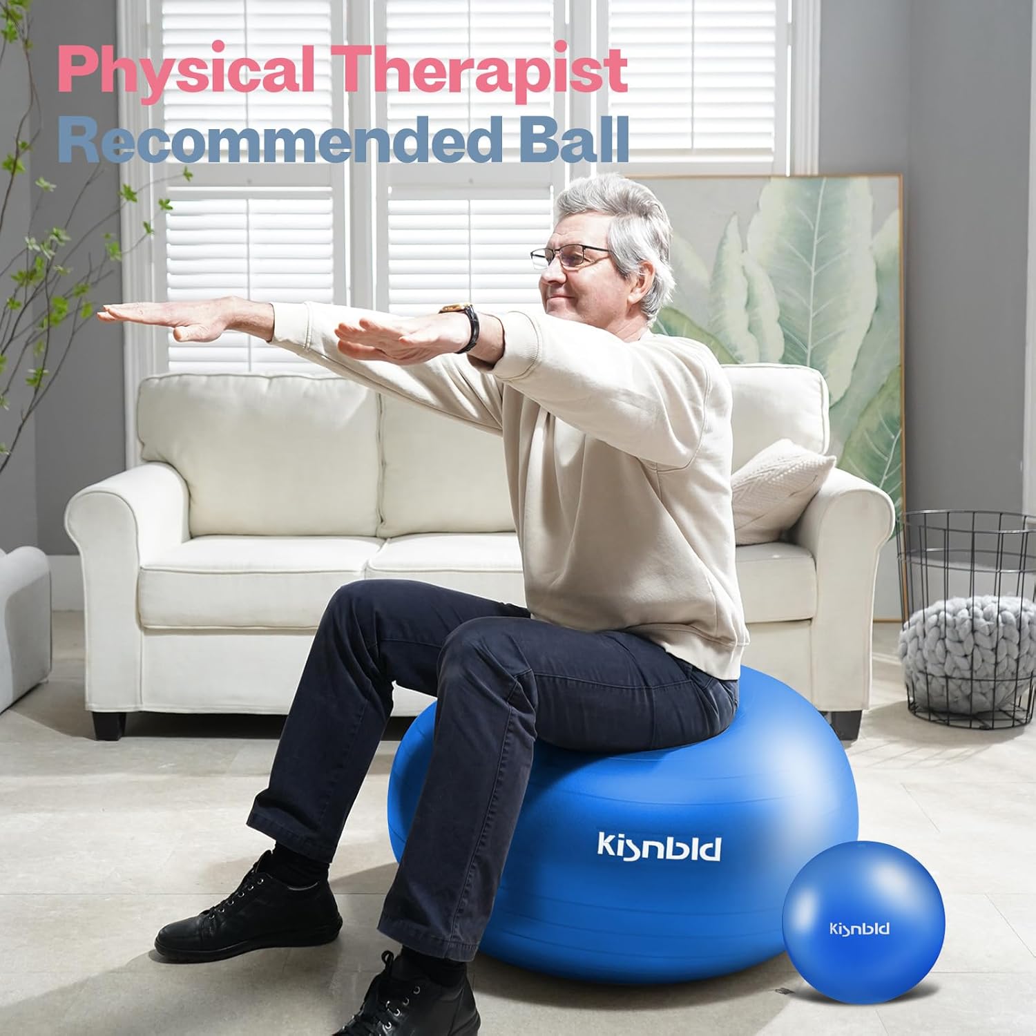Detalle de kisnbld Exercise Ball: Extra Thick Yoga Ball for Safe, Versatile Workouts