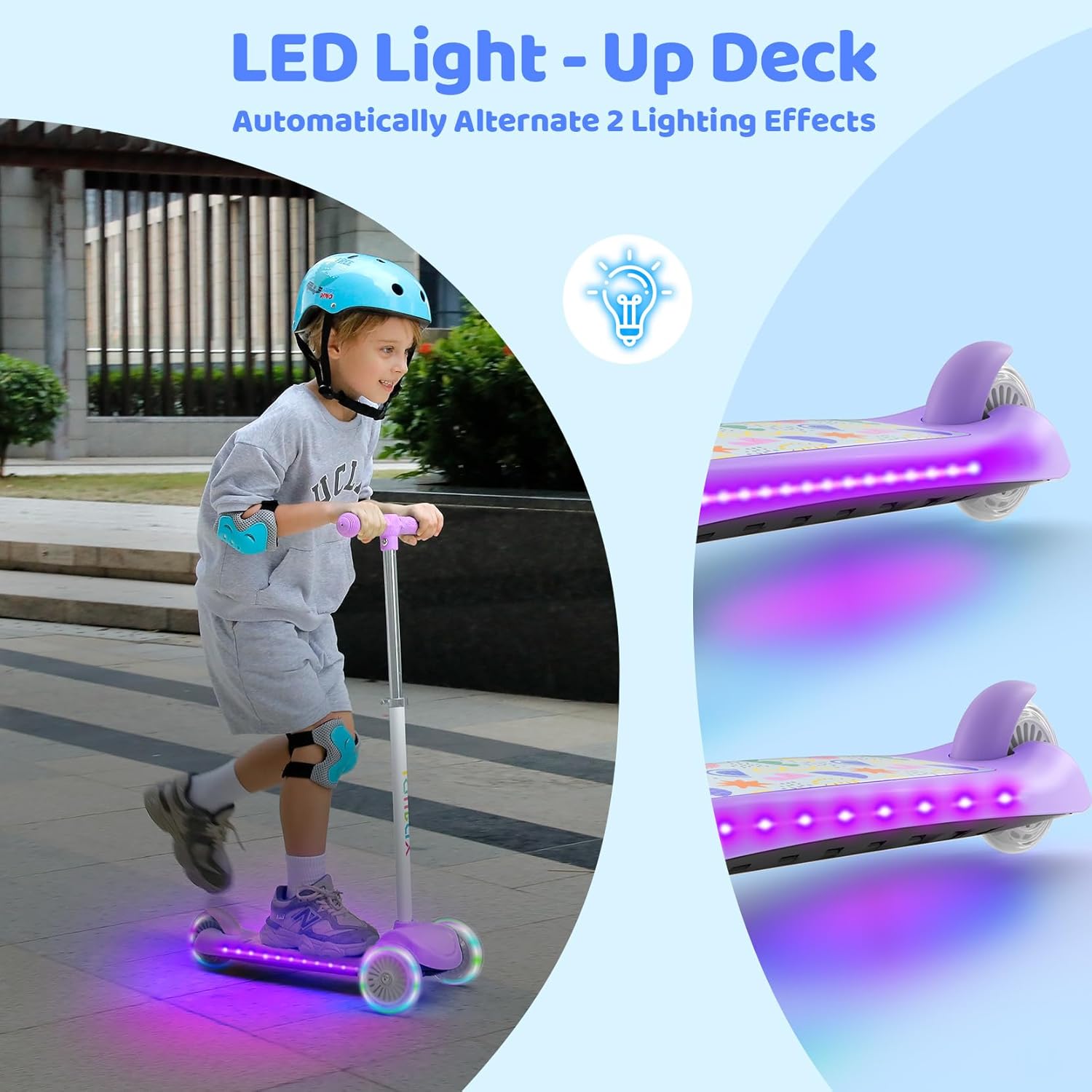 Thumbnail 1 de TONBUX Kids 3-Wheel Scooter (Ages 3–8) with Light-Up Wheels & Adjustable 4-Level Height