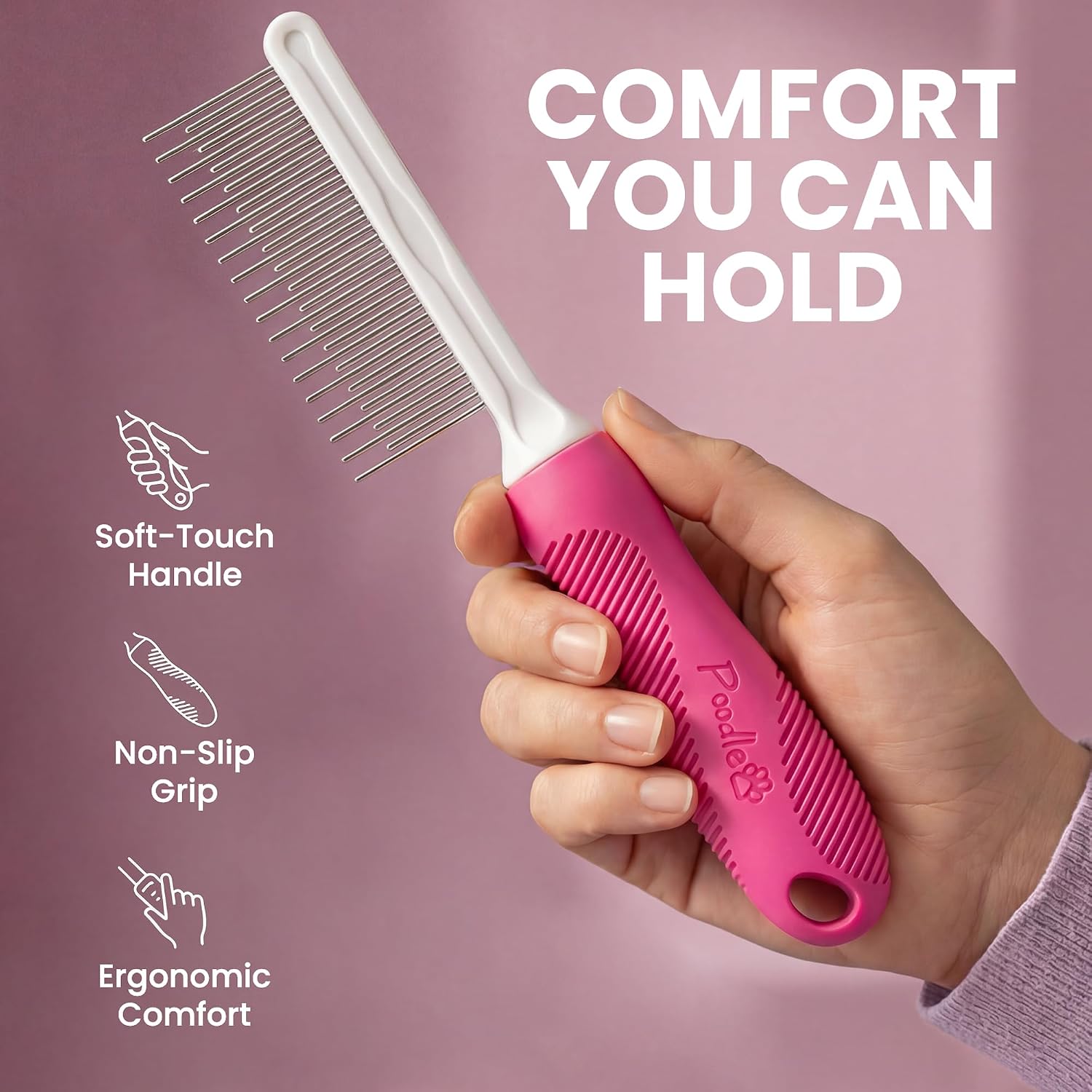 Detalle de Pet Detangling Comb with Stainless Steel Teeth