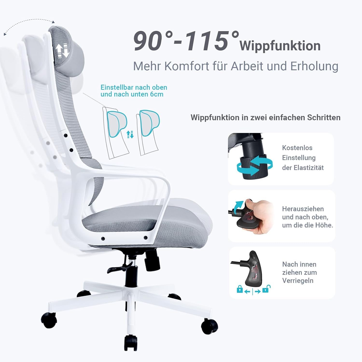 Thumbnail 4 de MELOKEA Bürostuhl Ergonomisch 200 kg 💺
