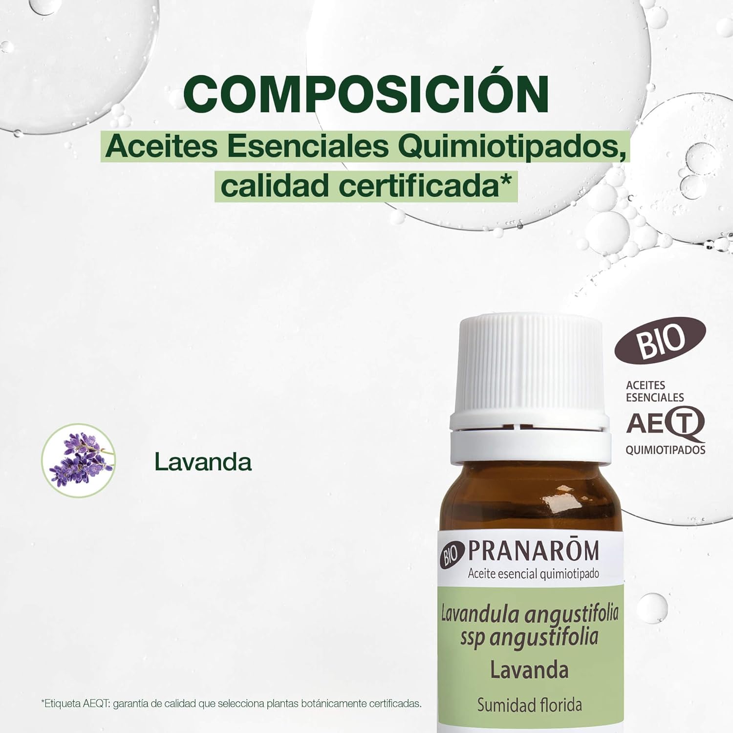 Detalle de PRANAROM Lavanda Orgánica HECT – Aceite esencial quimiotipado 100% puro y natural (10 ml)