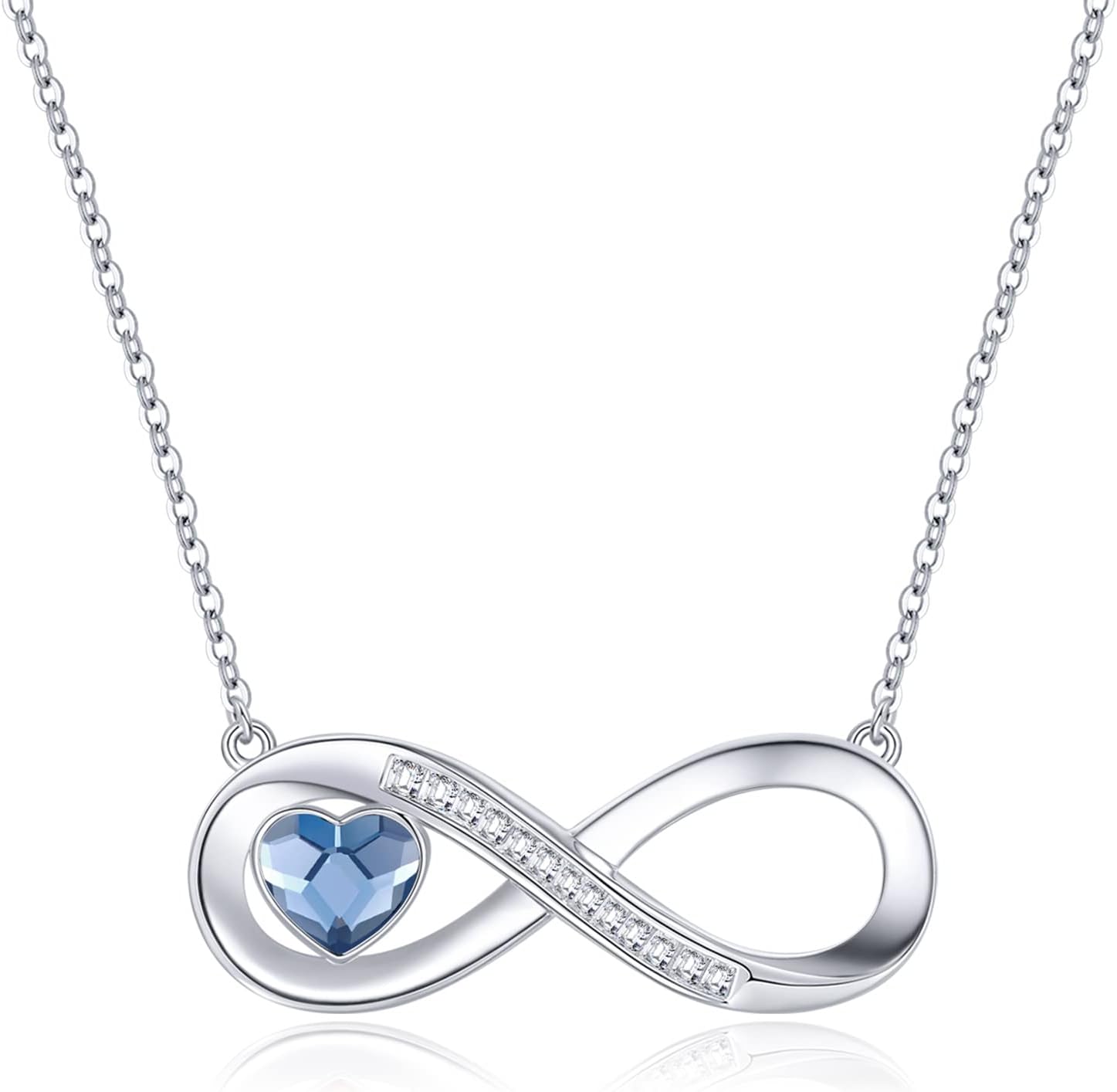 Detalle de LOUISA SECRET Collana Donna Argento 925, Ciondolo Cuore Infinito con Opale – Regalo elegante e ipoallergenico