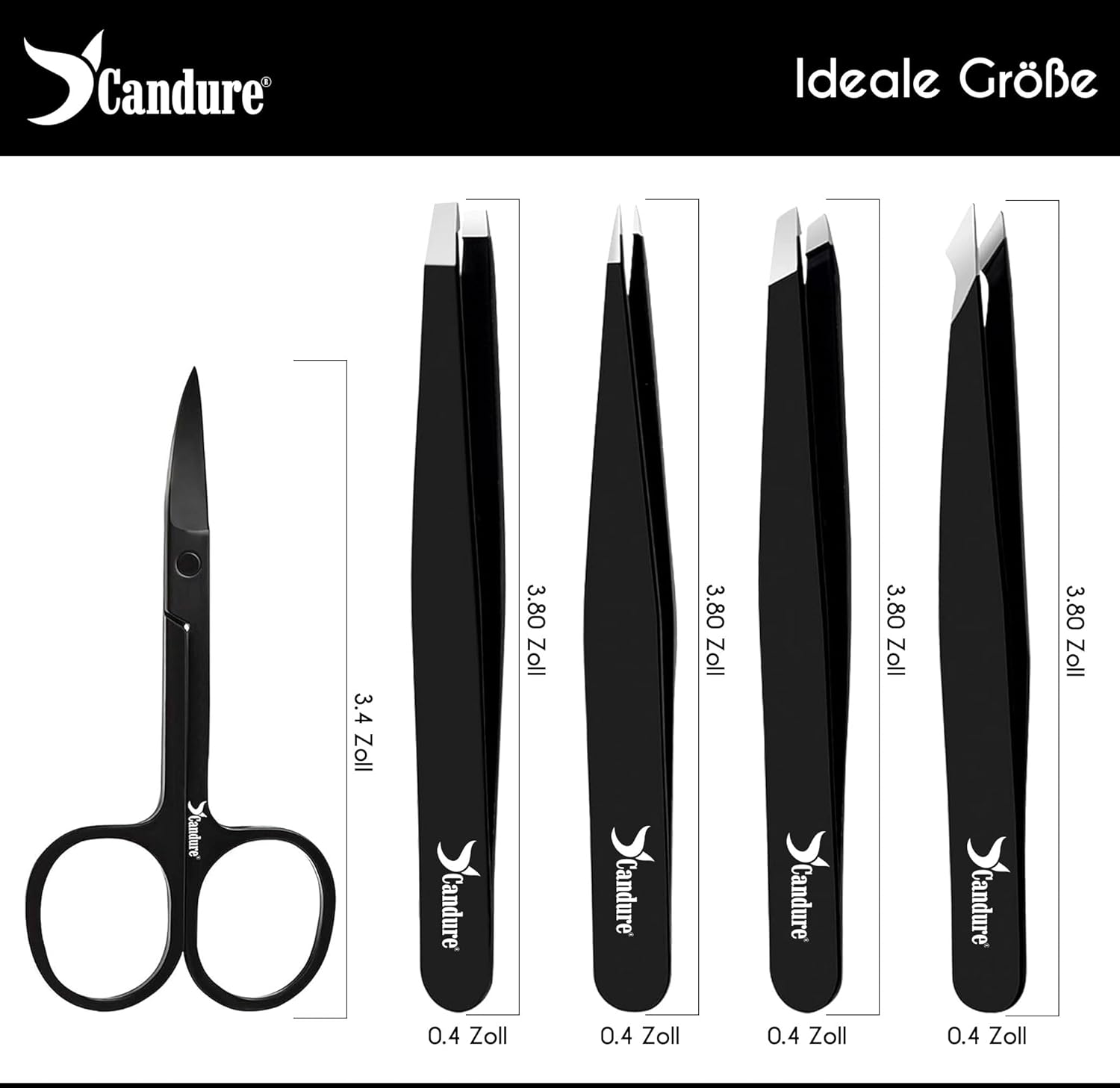 Thumbnail 6 de Candure Eyebrow Tweezers Set for Professionals (5 Stück) – Edelstahl Pinzetten-Set für präzige Haarentfernung
