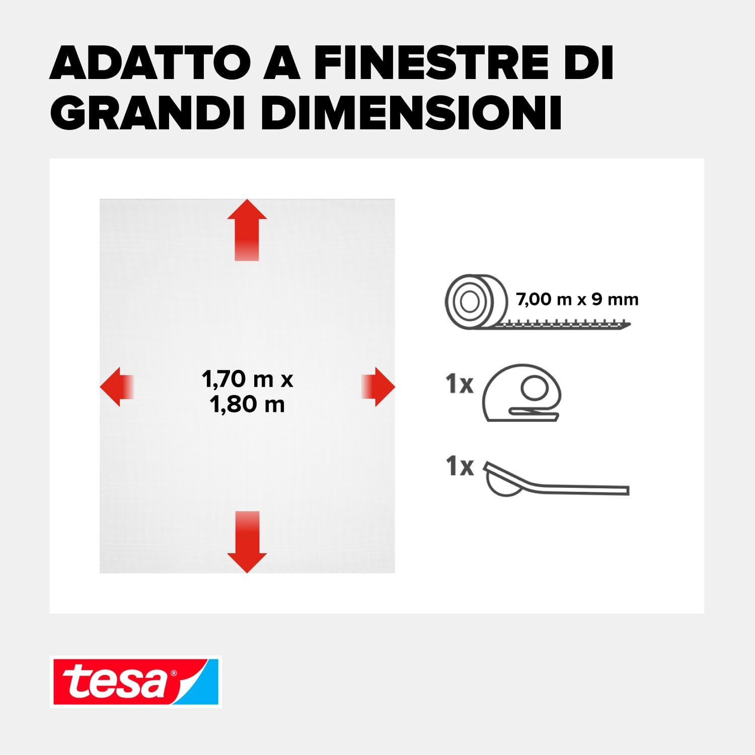 Detalle de tesa Insect Stop Hook & Loop Comfort zanzariera per finestre con nastro a strappo rimovibile 170 x 180 cm, bianco