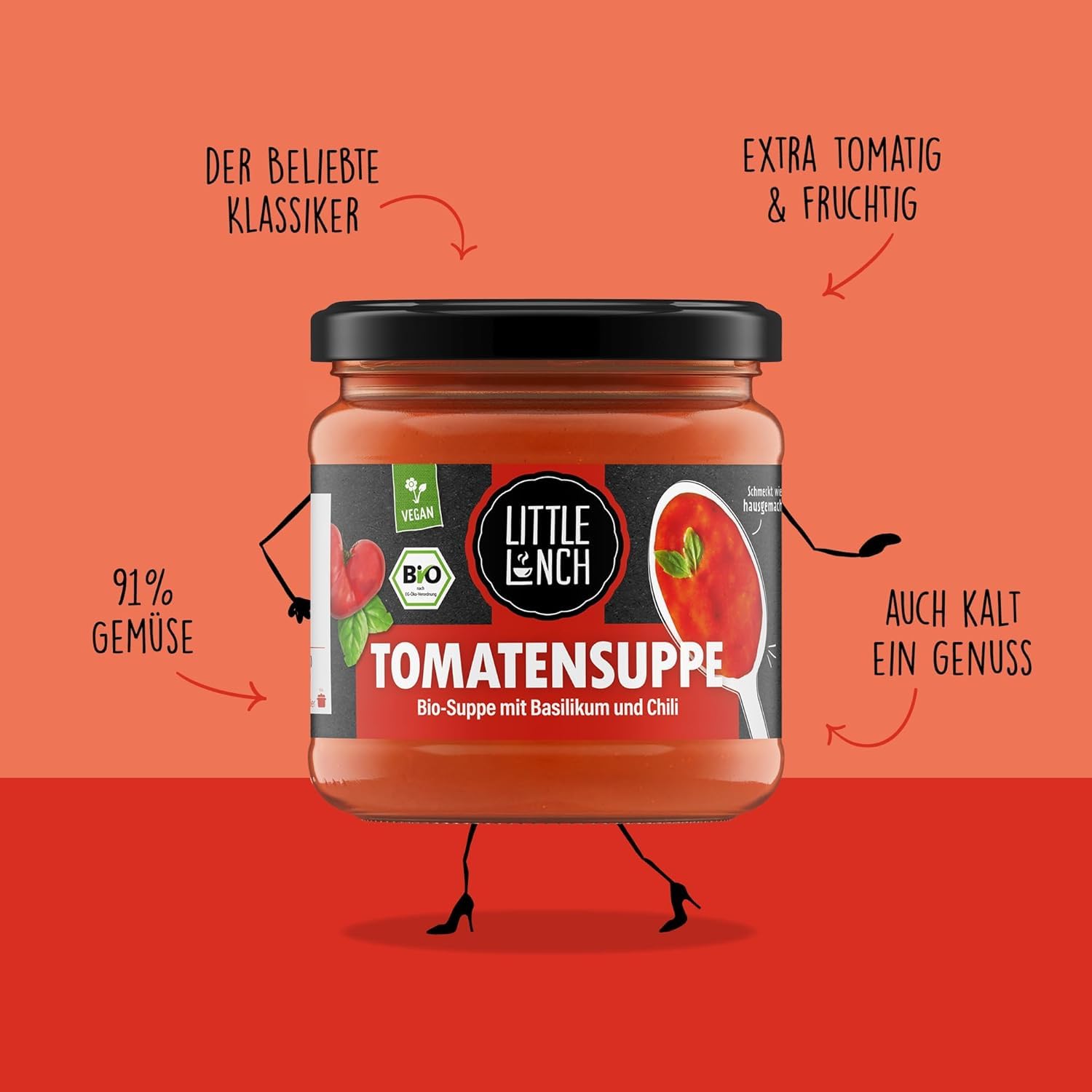 Detalle de Little Lunch Bio Tomatensuppe – 6x350 ml, 100% Bio, vegan & ohne Zucker